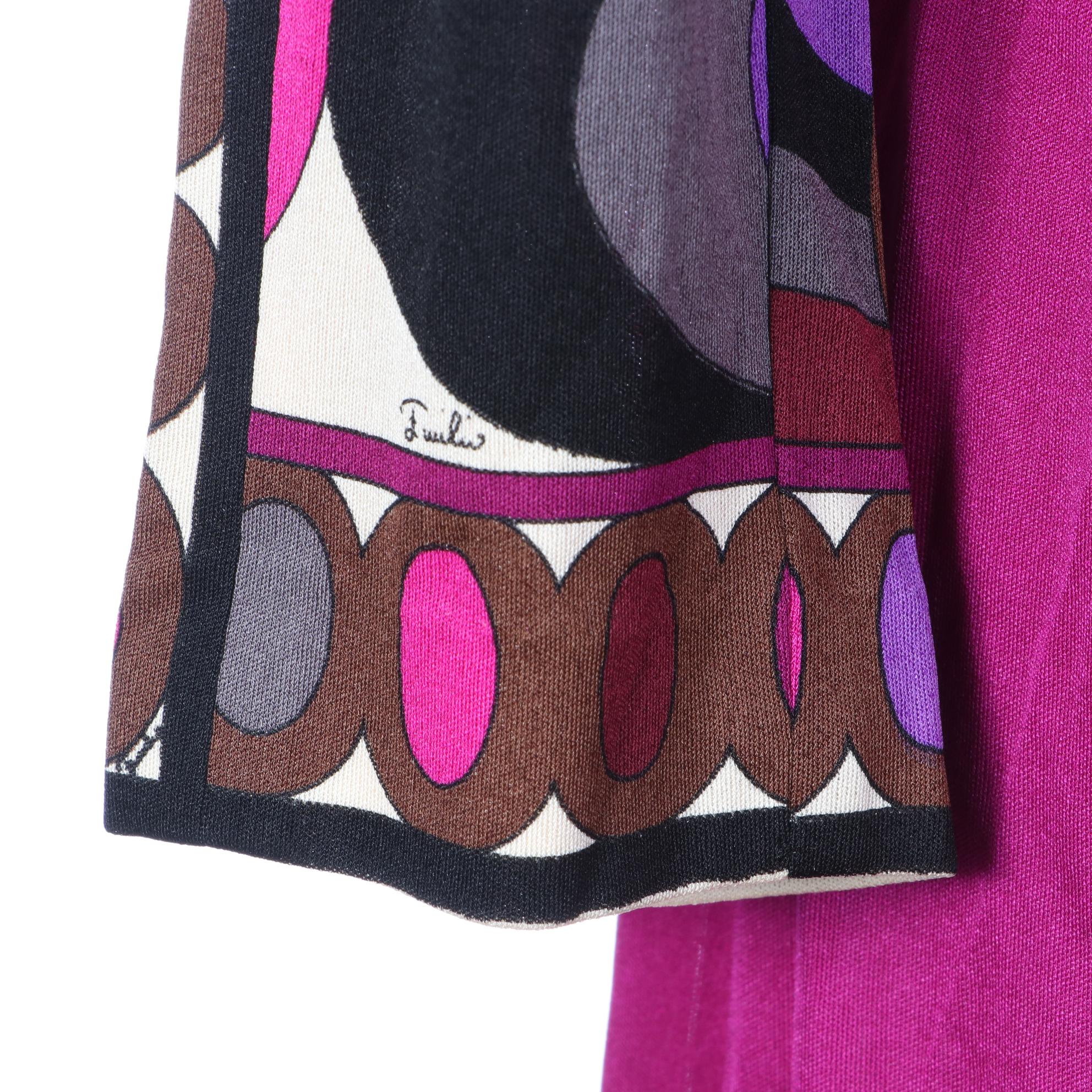 Vintage Emilio Pucci Dress with Print Bodice and Solid Skirt in Silk Jersey