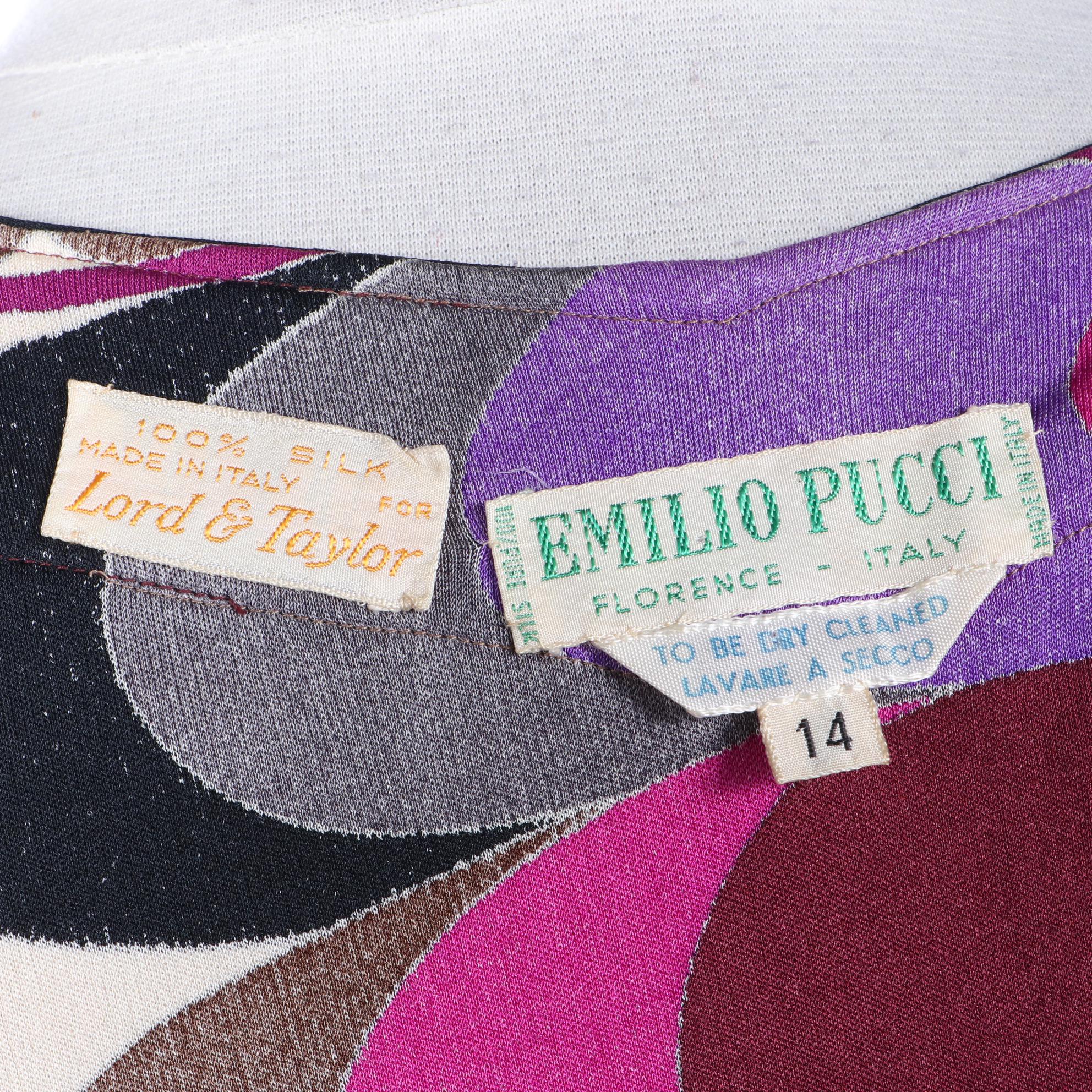 Vintage Emilio Pucci Dress with Print Bodice and Solid Skirt in Silk Jersey