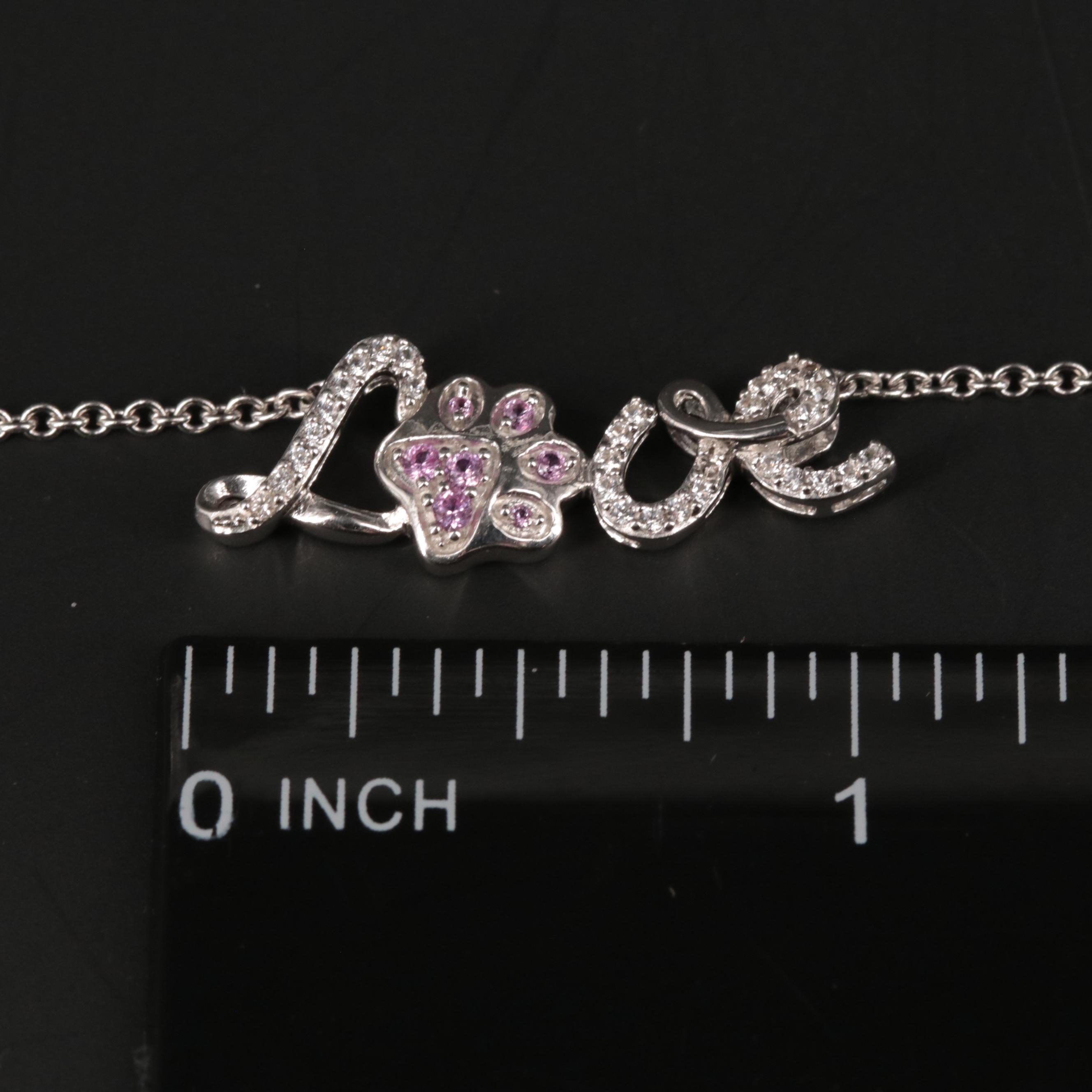 Sterling Silver Sapphire "Love" Necklace