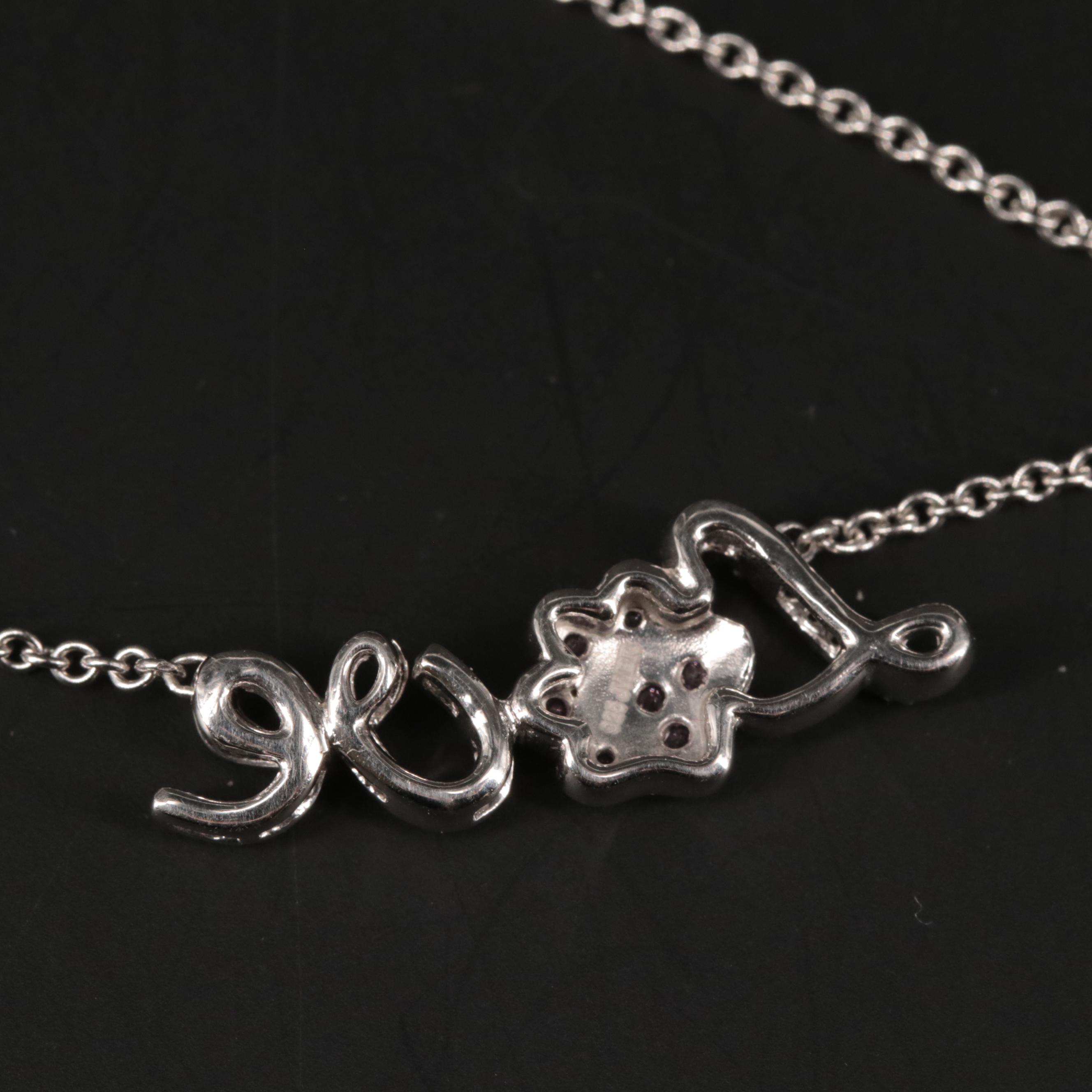 Sterling Silver Sapphire "Love" Necklace