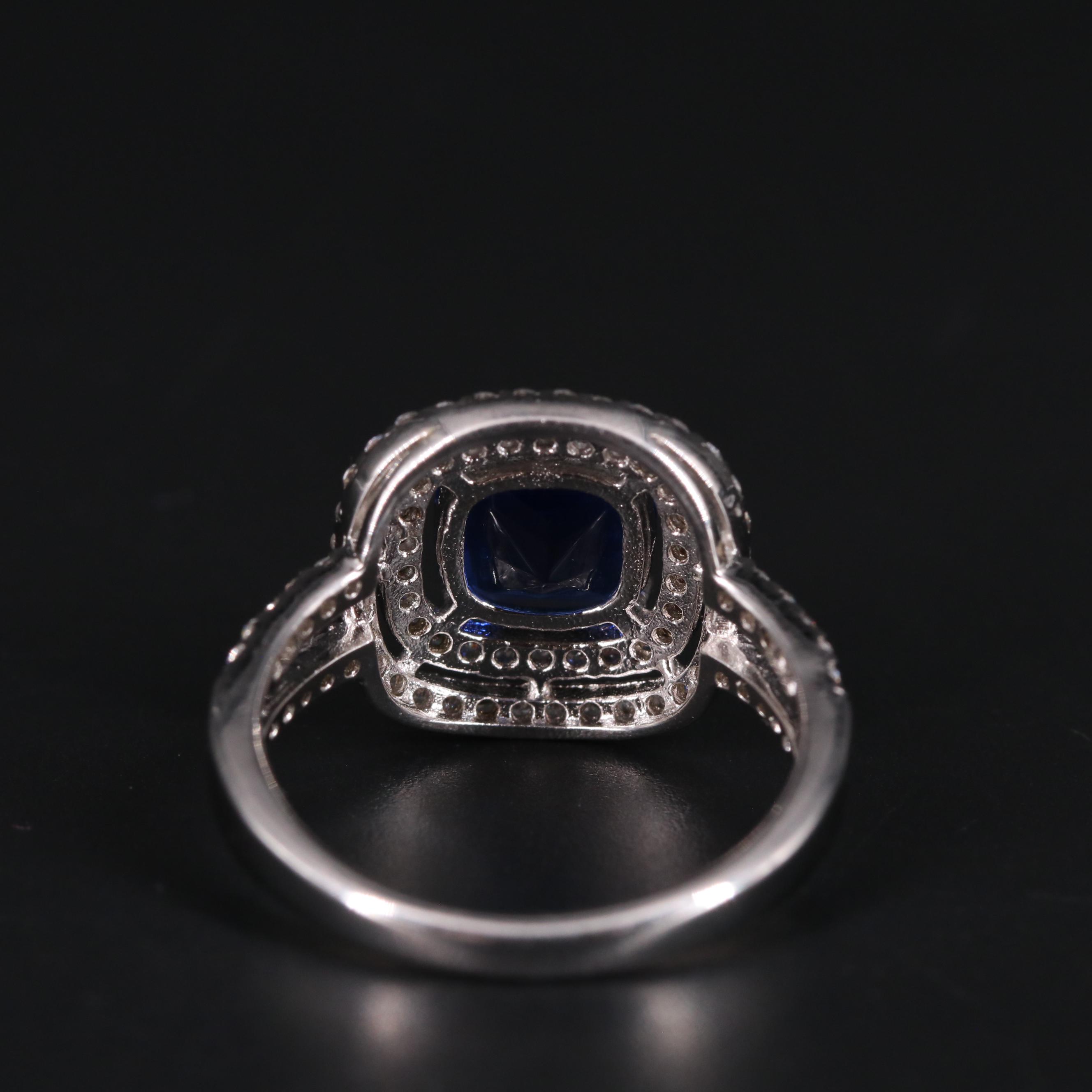 Sterling Silver Glass and Cubic Zirconia Ring