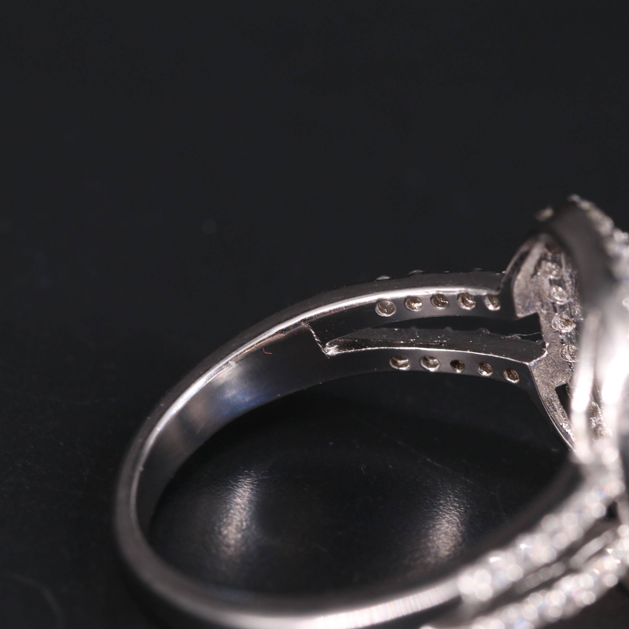 Sterling Silver Glass and Cubic Zirconia Ring