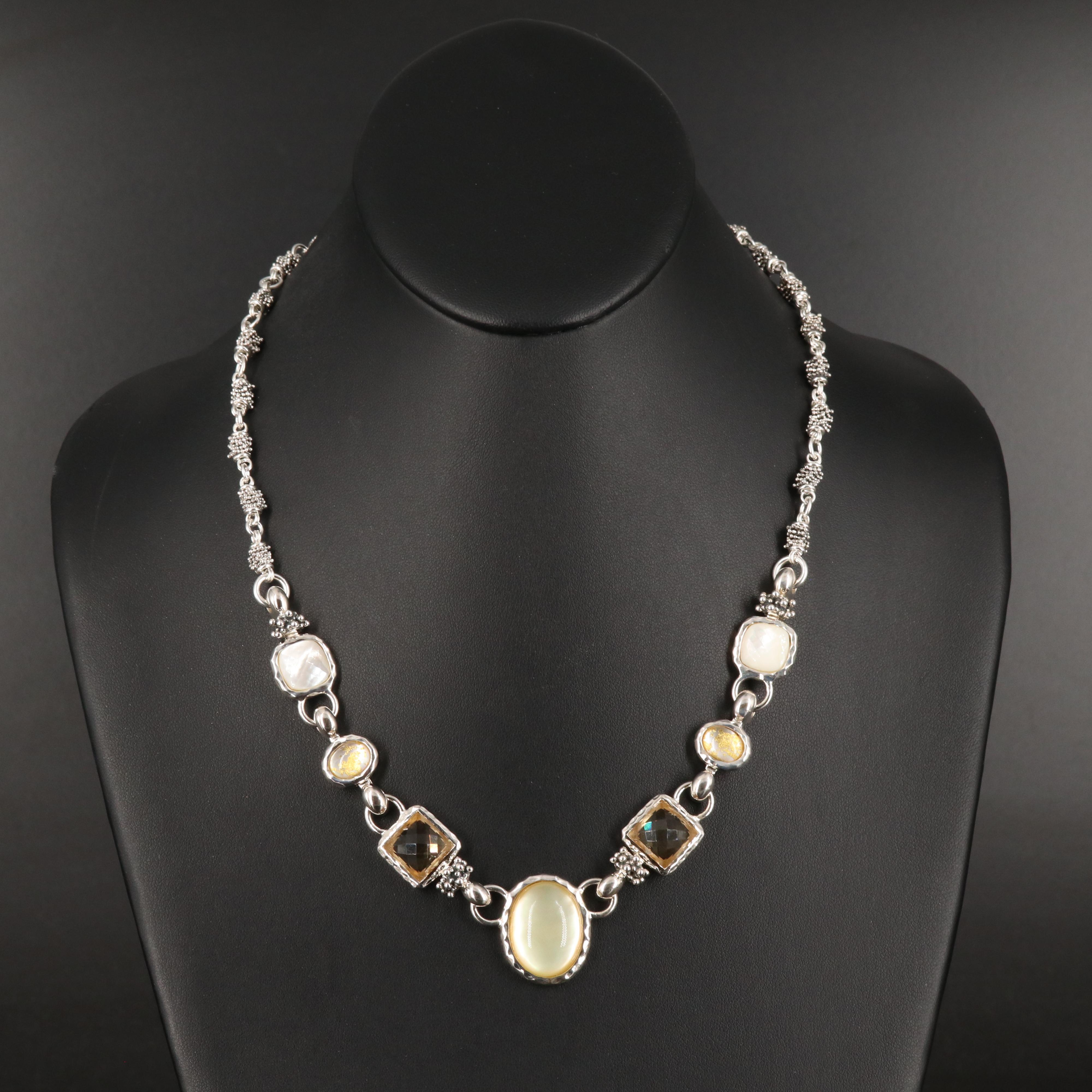 Michael Dawkins Quartz, Citrine and Mother-of-Pearl Bracelet in Sterling