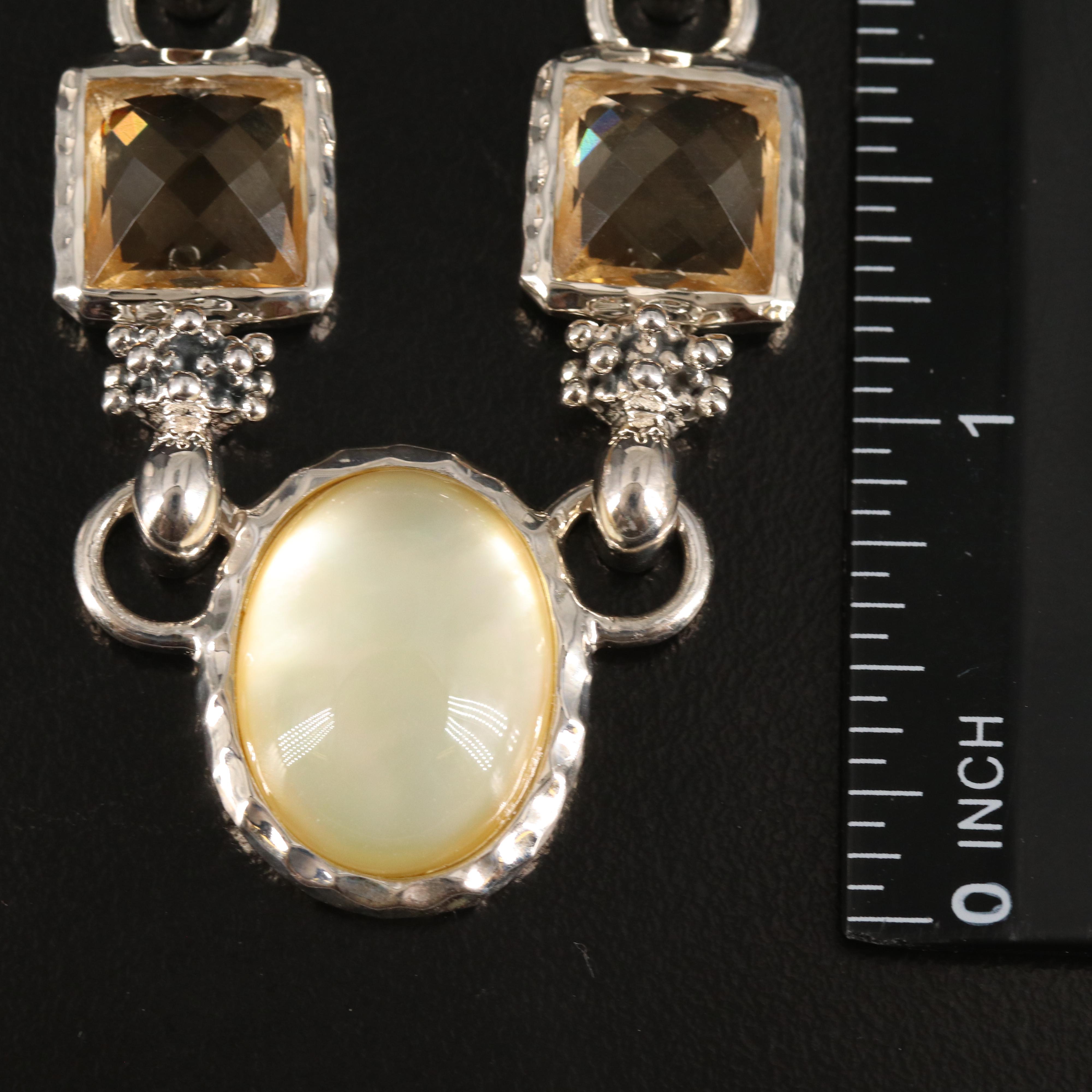 Michael Dawkins Quartz, Citrine and Mother-of-Pearl Bracelet in Sterling
