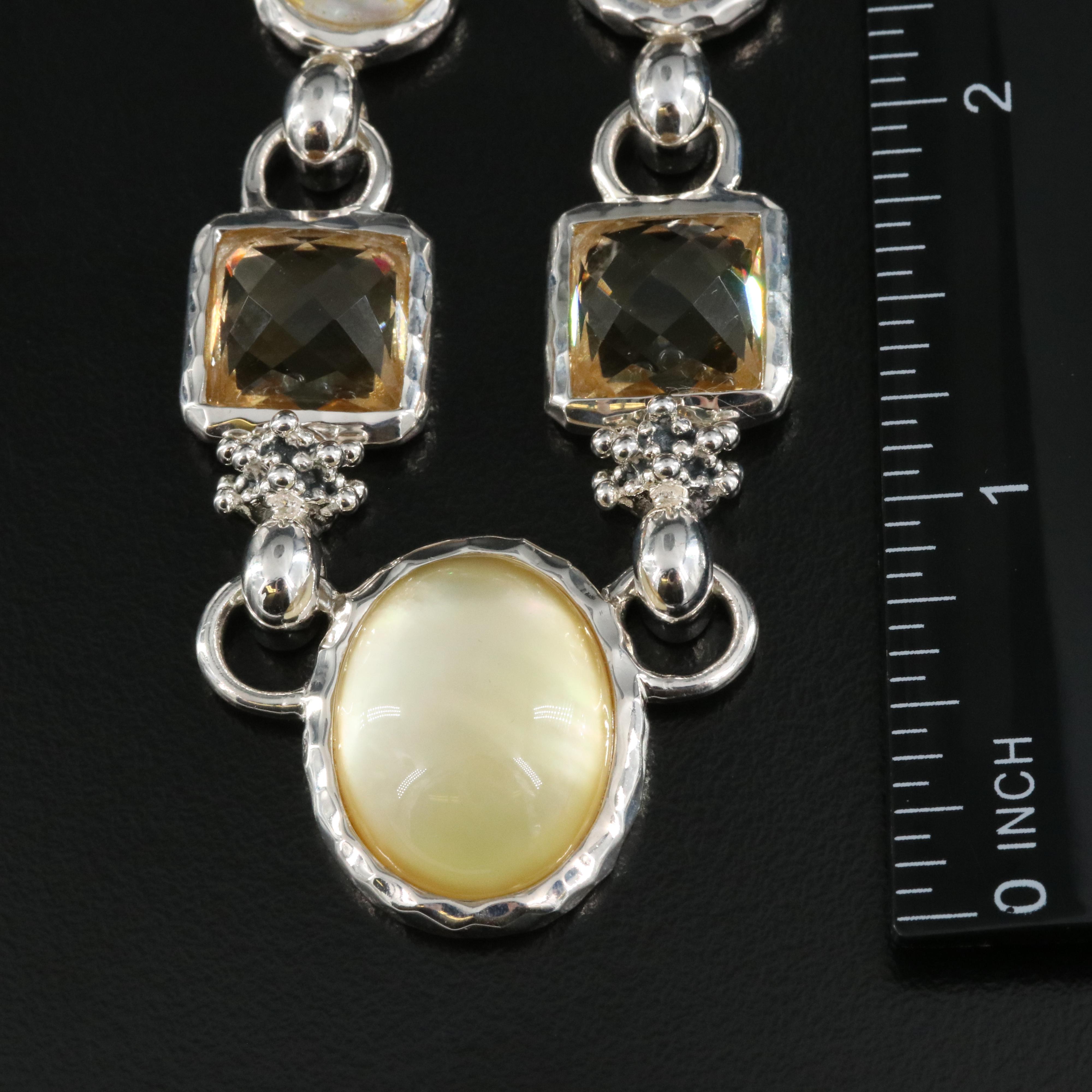 Michael Dawkins Sterling Quartz Doublet and Mother-of-Pearl Necklace