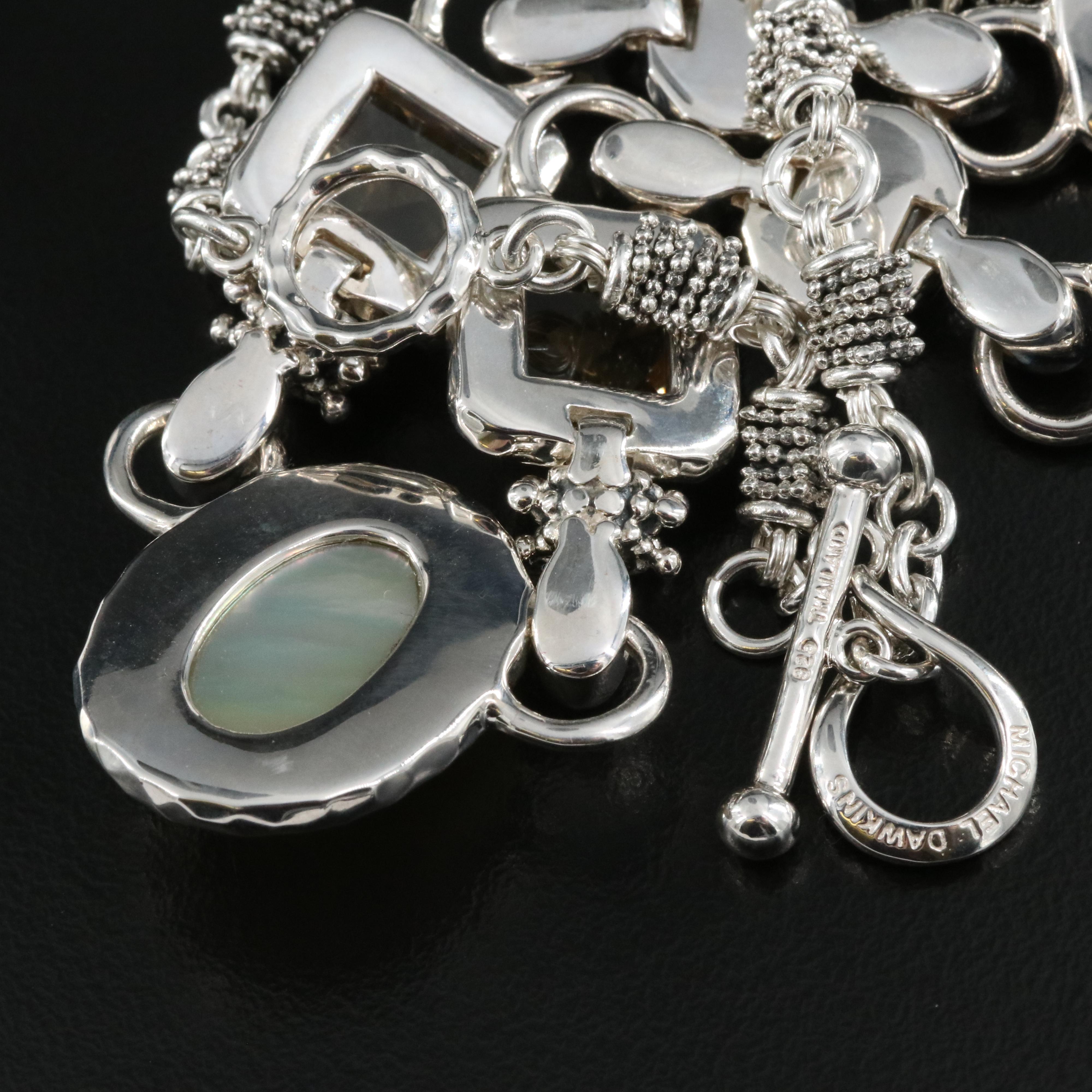 Michael Dawkins Sterling Quartz Doublet and Mother-of-Pearl Necklace