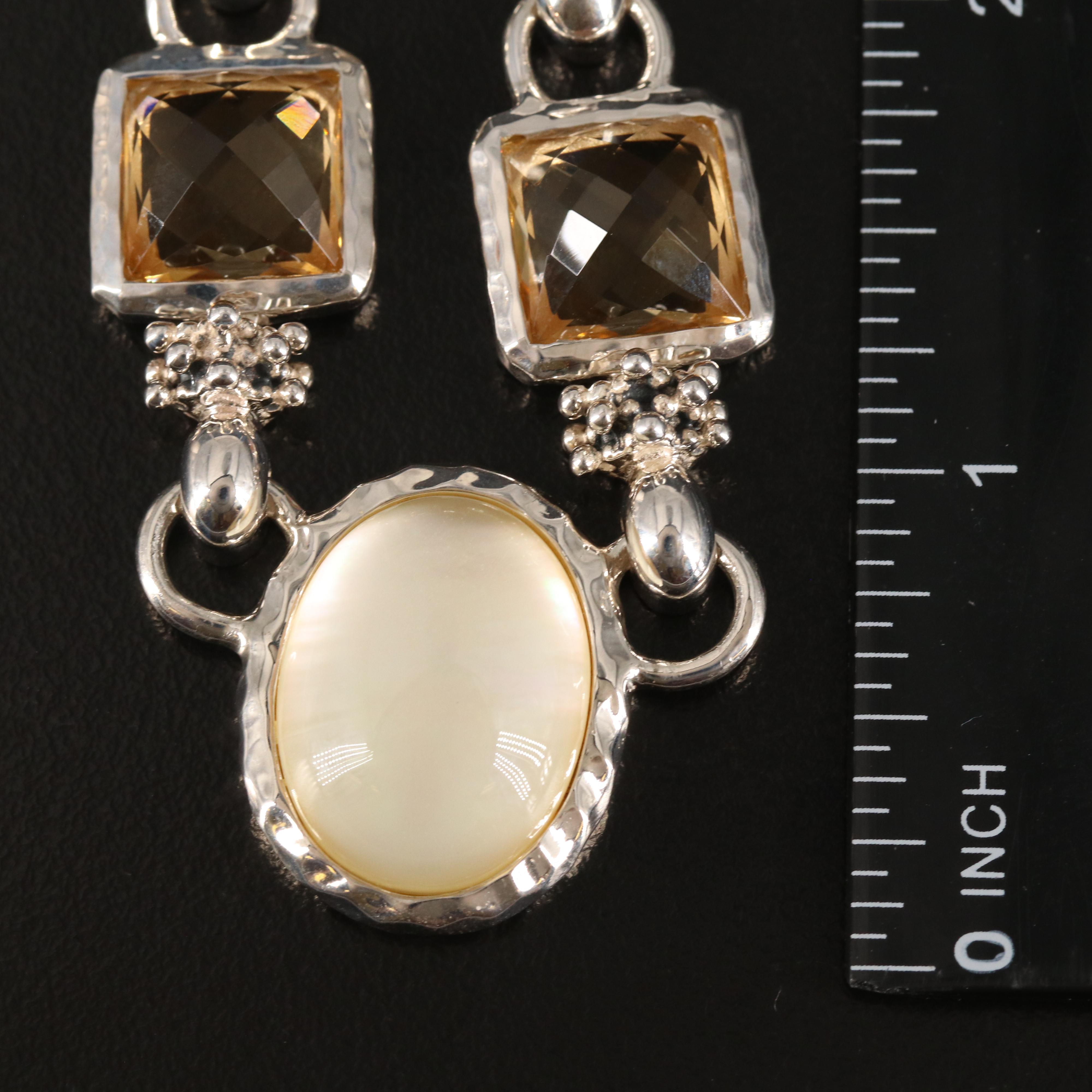 Michael Dawkins Quartz, Citrine and Mother-of-Pearl Bracelet in Sterling