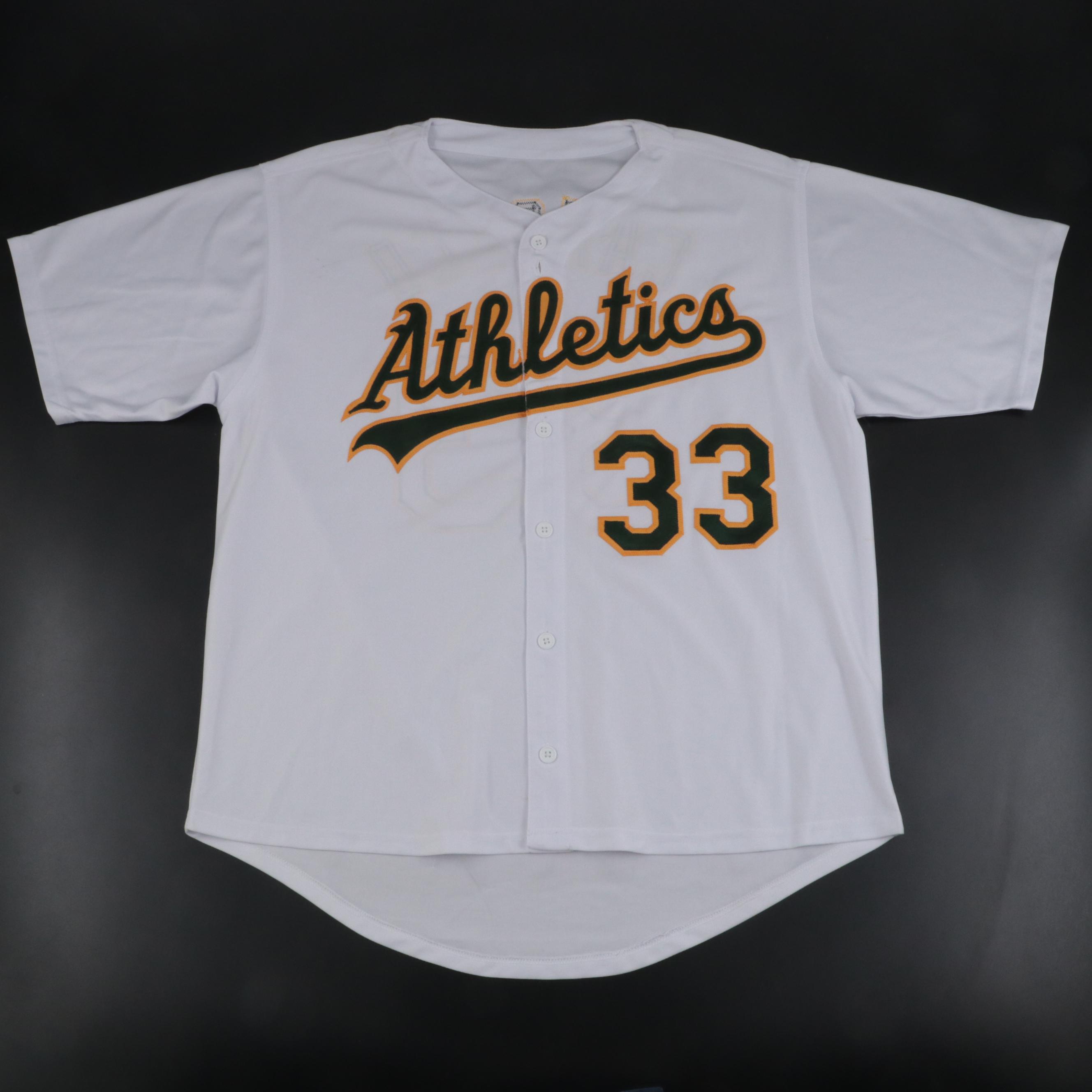 Oakland Athletics Jose Canseco Signed Baseball Jersey, Mini Riddell Helmet