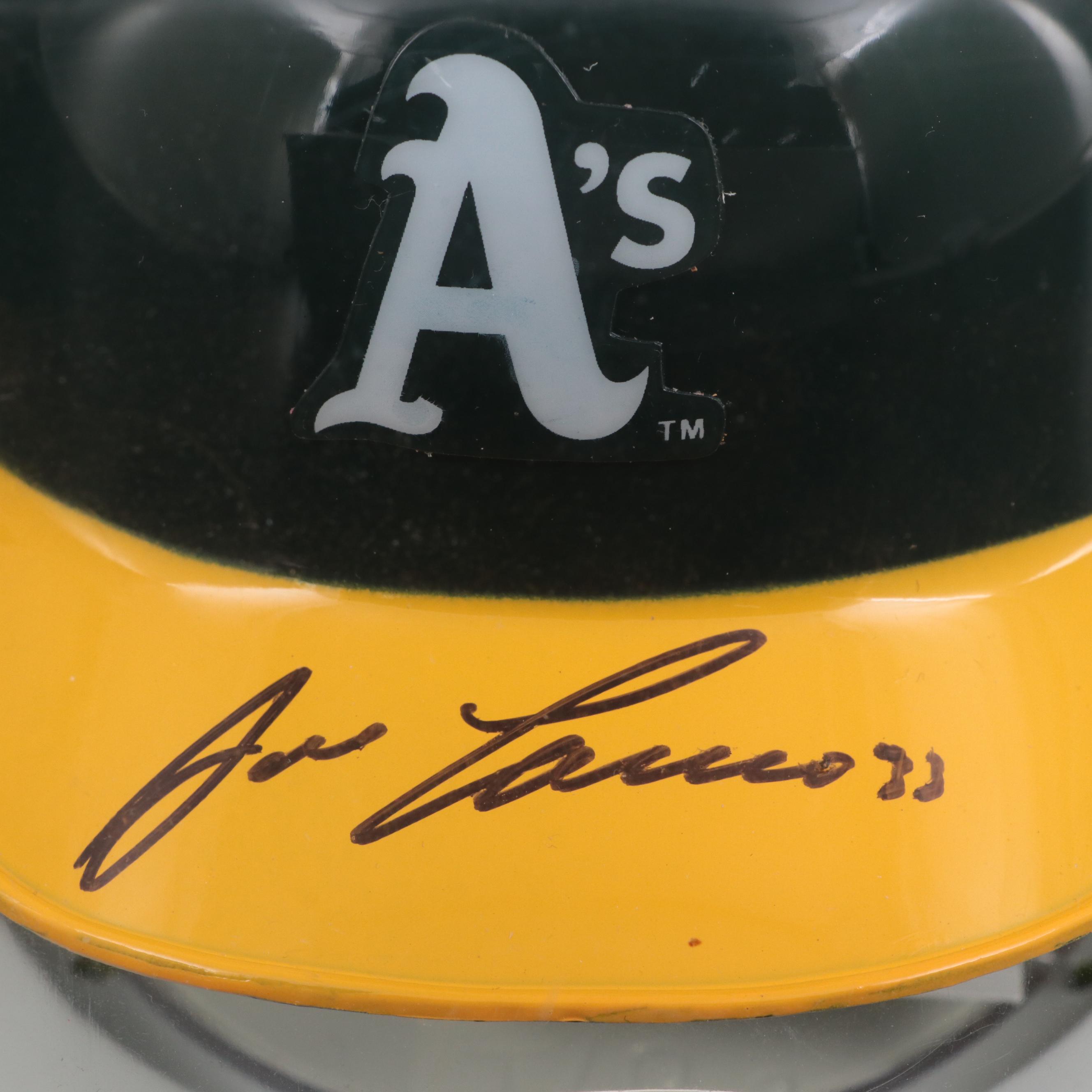 Oakland Athletics Jose Canseco Signed Baseball Jersey, Mini Riddell Helmet