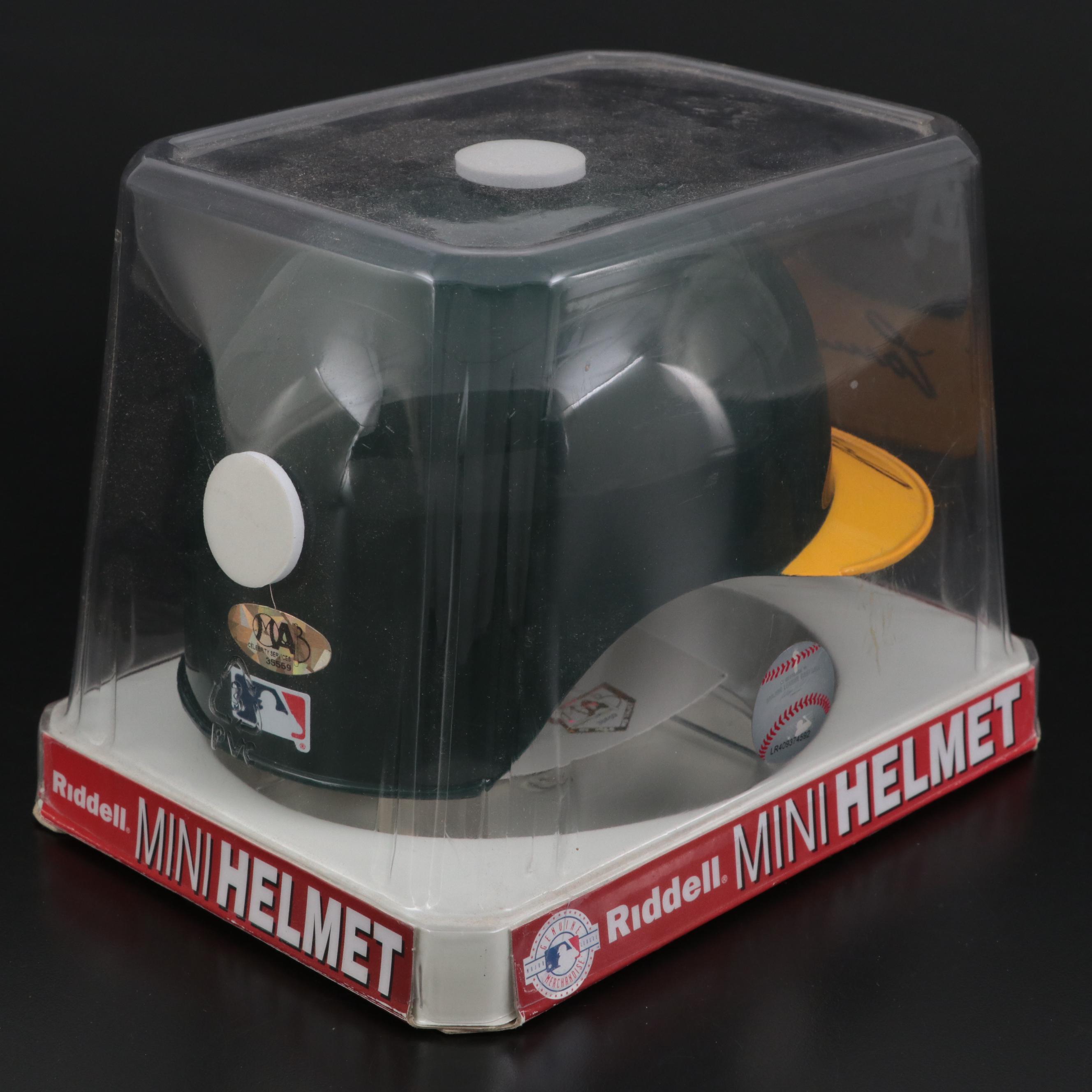 Oakland Athletics Jose Canseco Signed Baseball Jersey, Mini Riddell Helmet