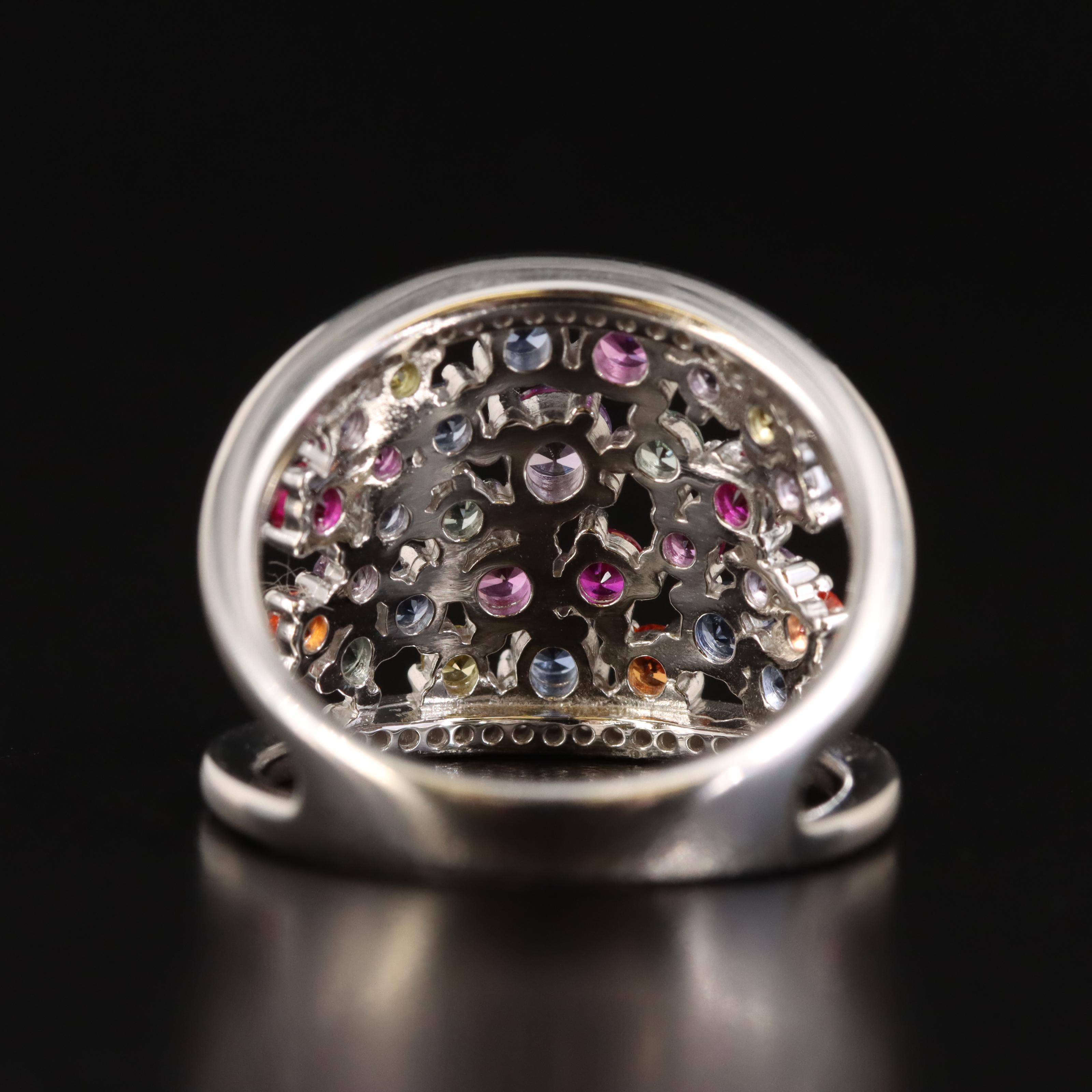 Sterling Sapphire Cluster Ring