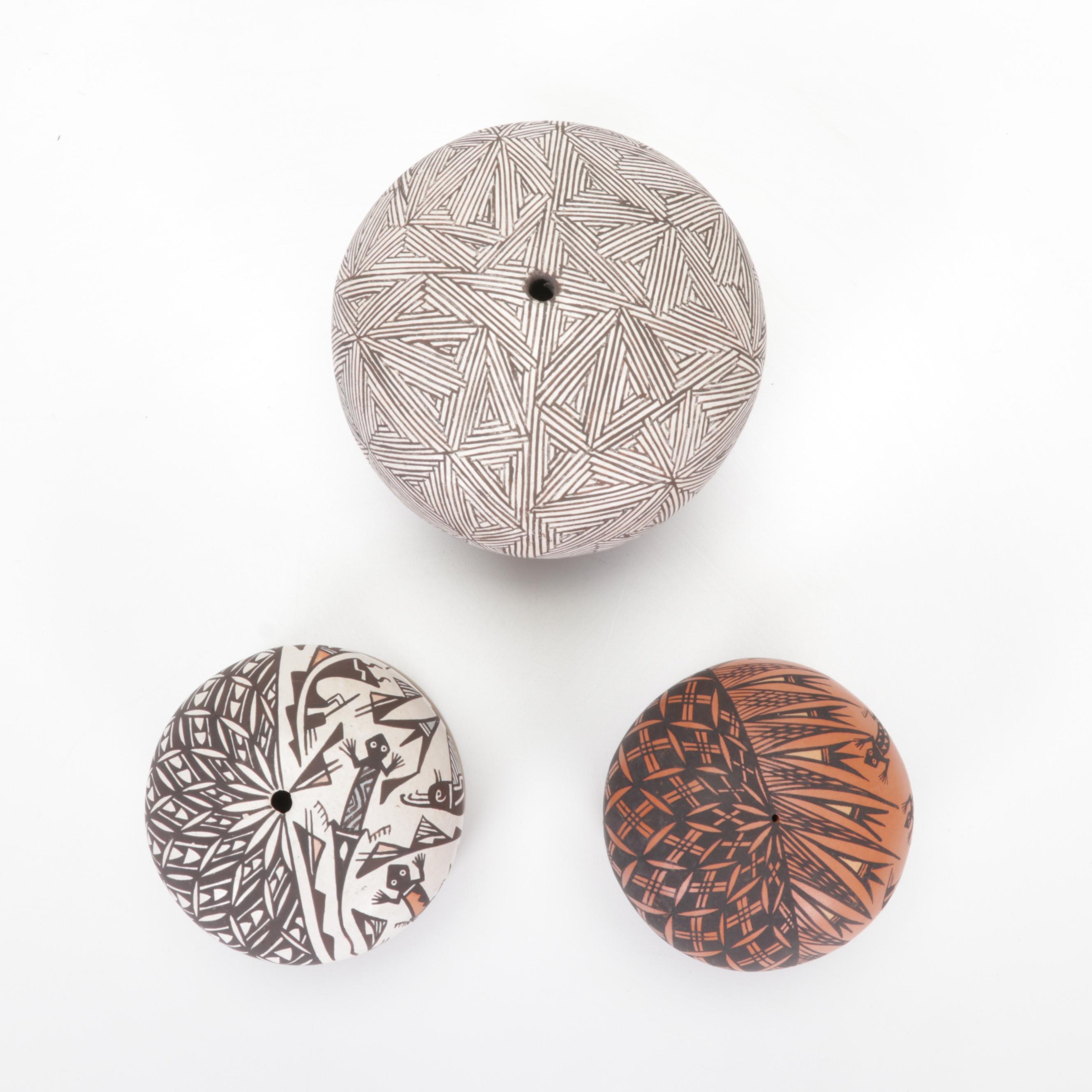 C. Charlie and P. Iule Acoma Pueblo Pottery Terracotta Seed Pots