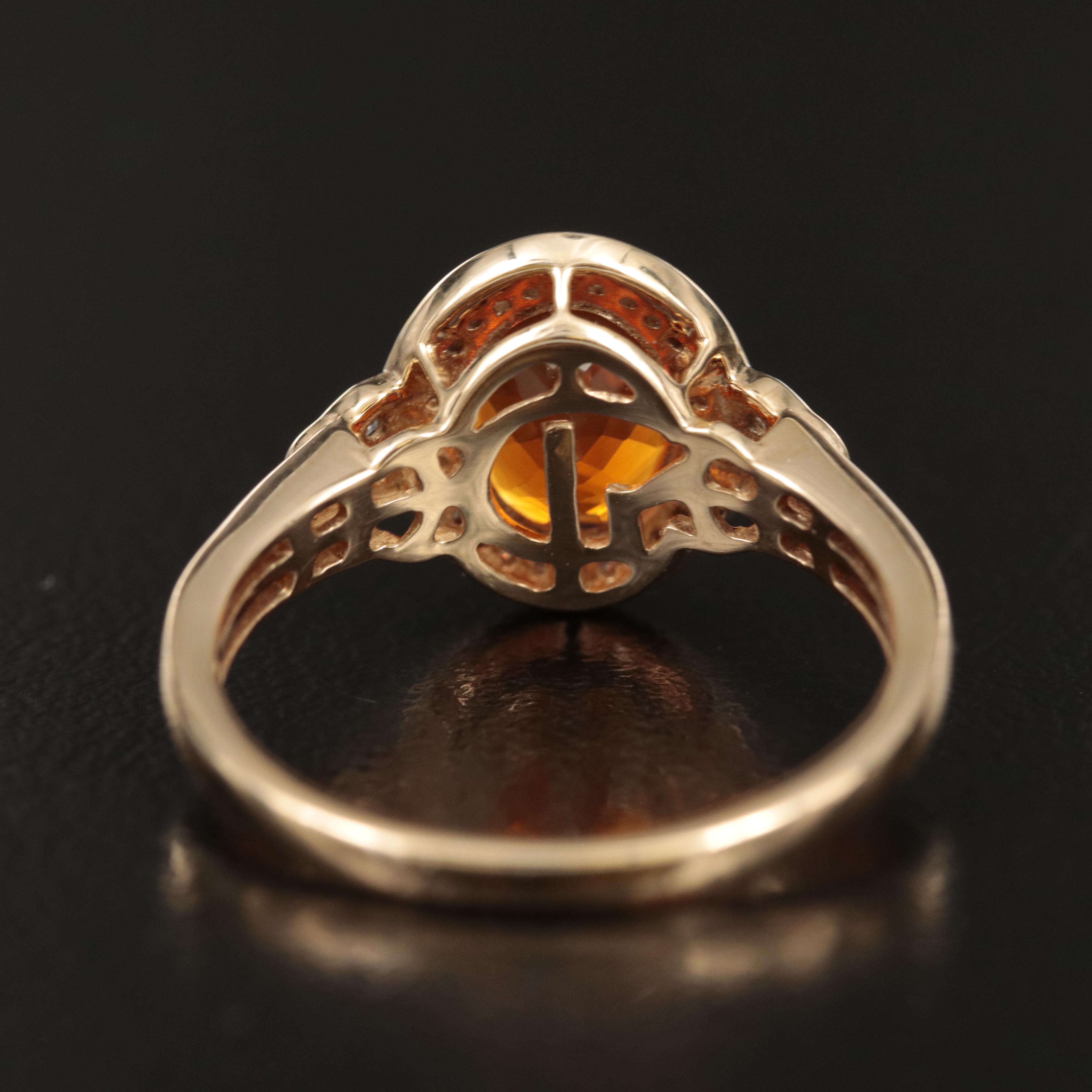 14K Fire Opal and Diamond Halo Ring