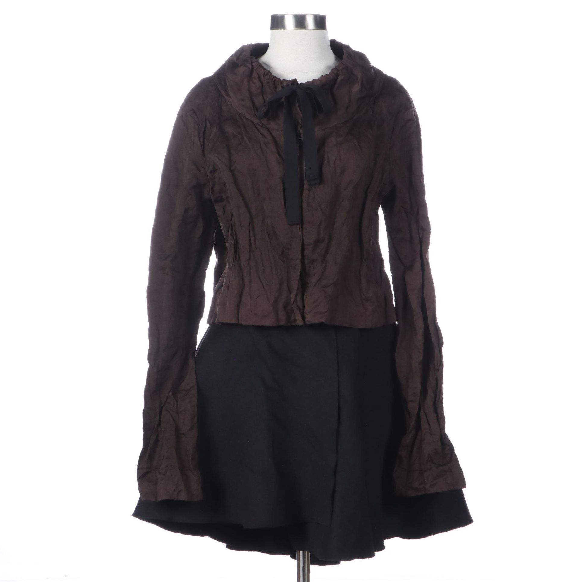 Prada Angora Wool Skirt and Cotton Jacket