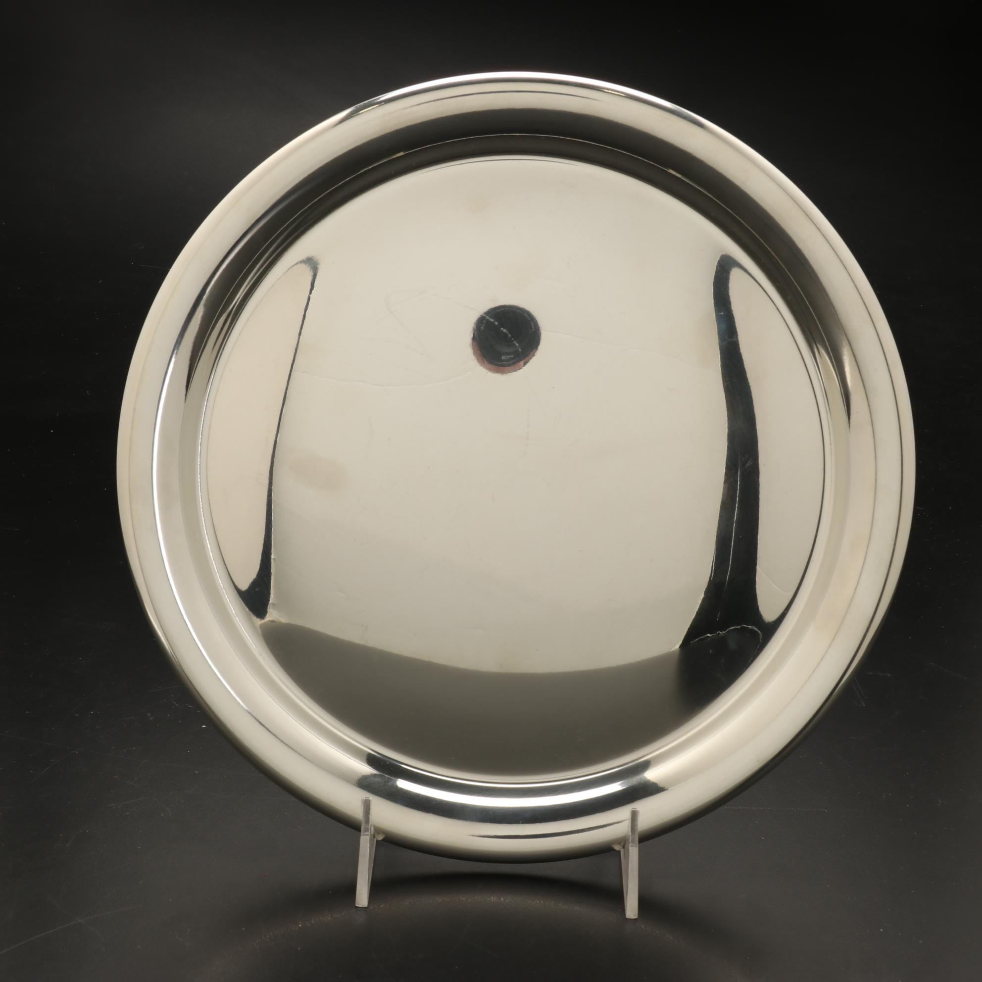 Cartier 10" Round Pewter Serving Tray with Presentation Case