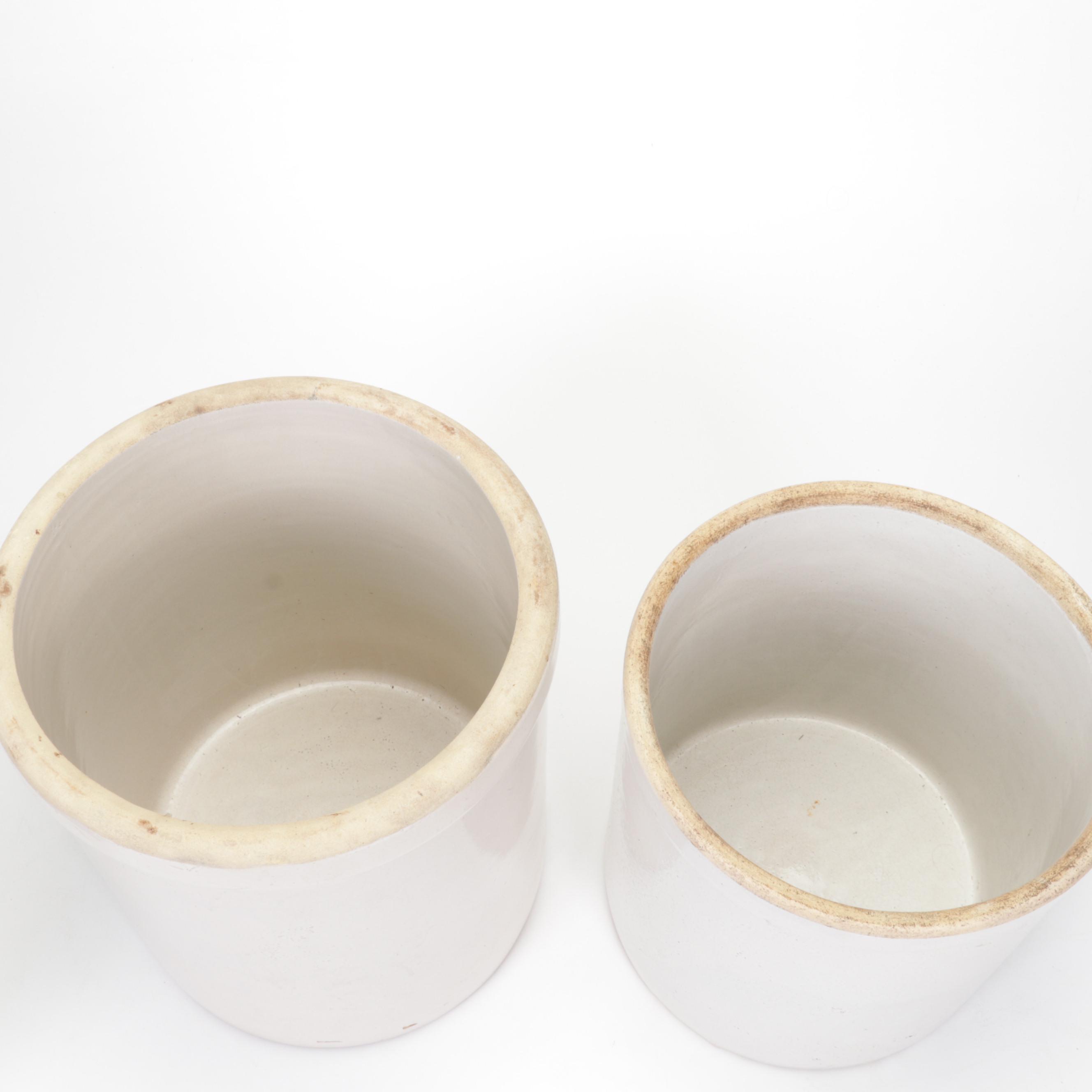 Two Tone 2 Gallon with Other 3 and 4 Gallon Stoneware Crocks, 20th Century