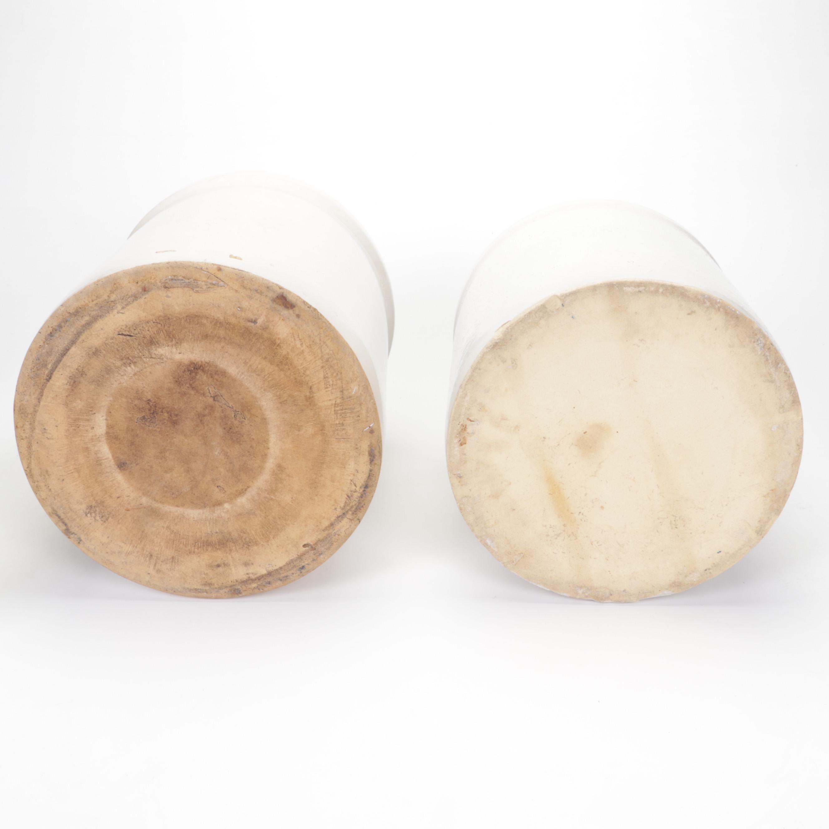 Two Tone 2 Gallon with Other 3 and 4 Gallon Stoneware Crocks, 20th Century