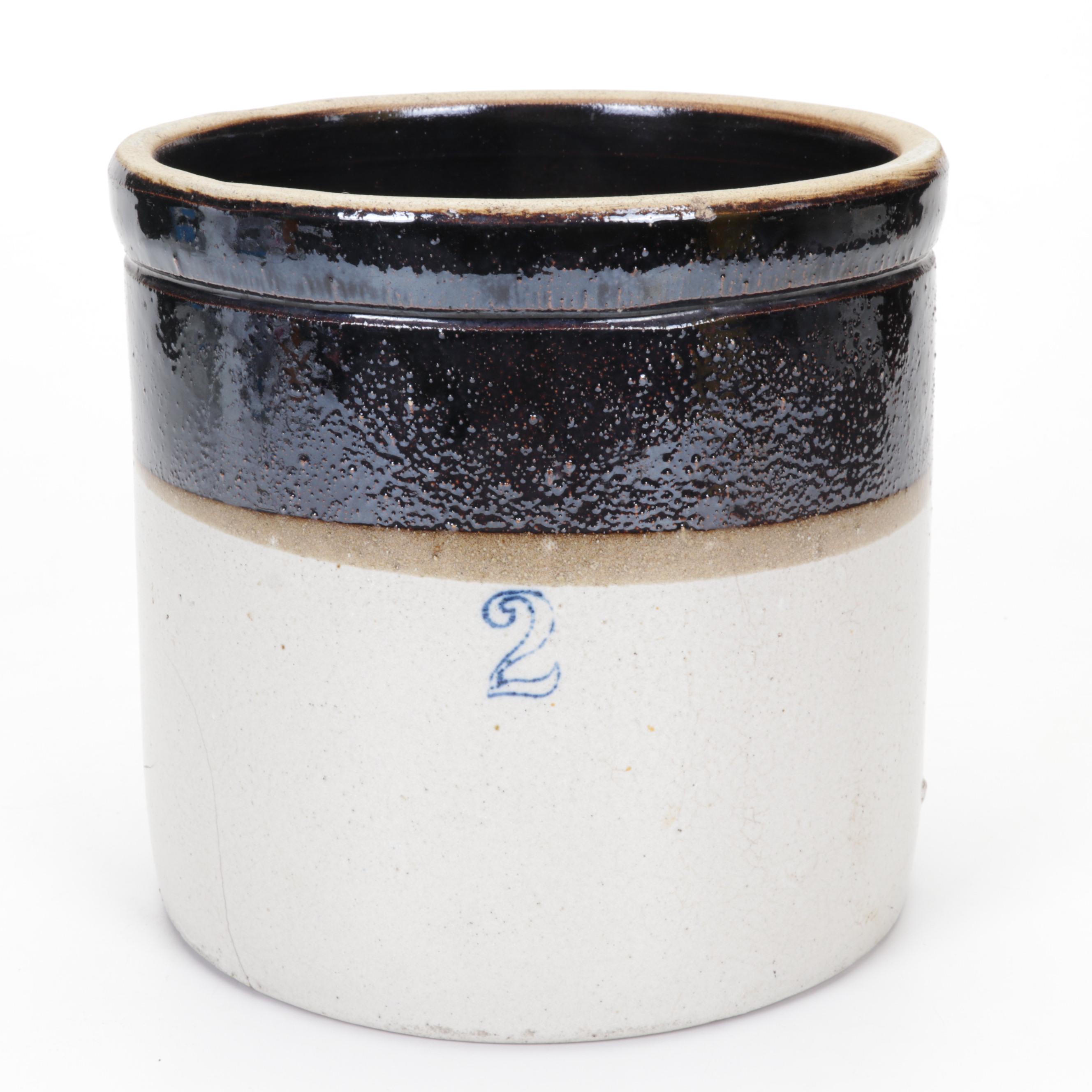 Two Tone 2 Gallon with Other 3 and 4 Gallon Stoneware Crocks, 20th Century