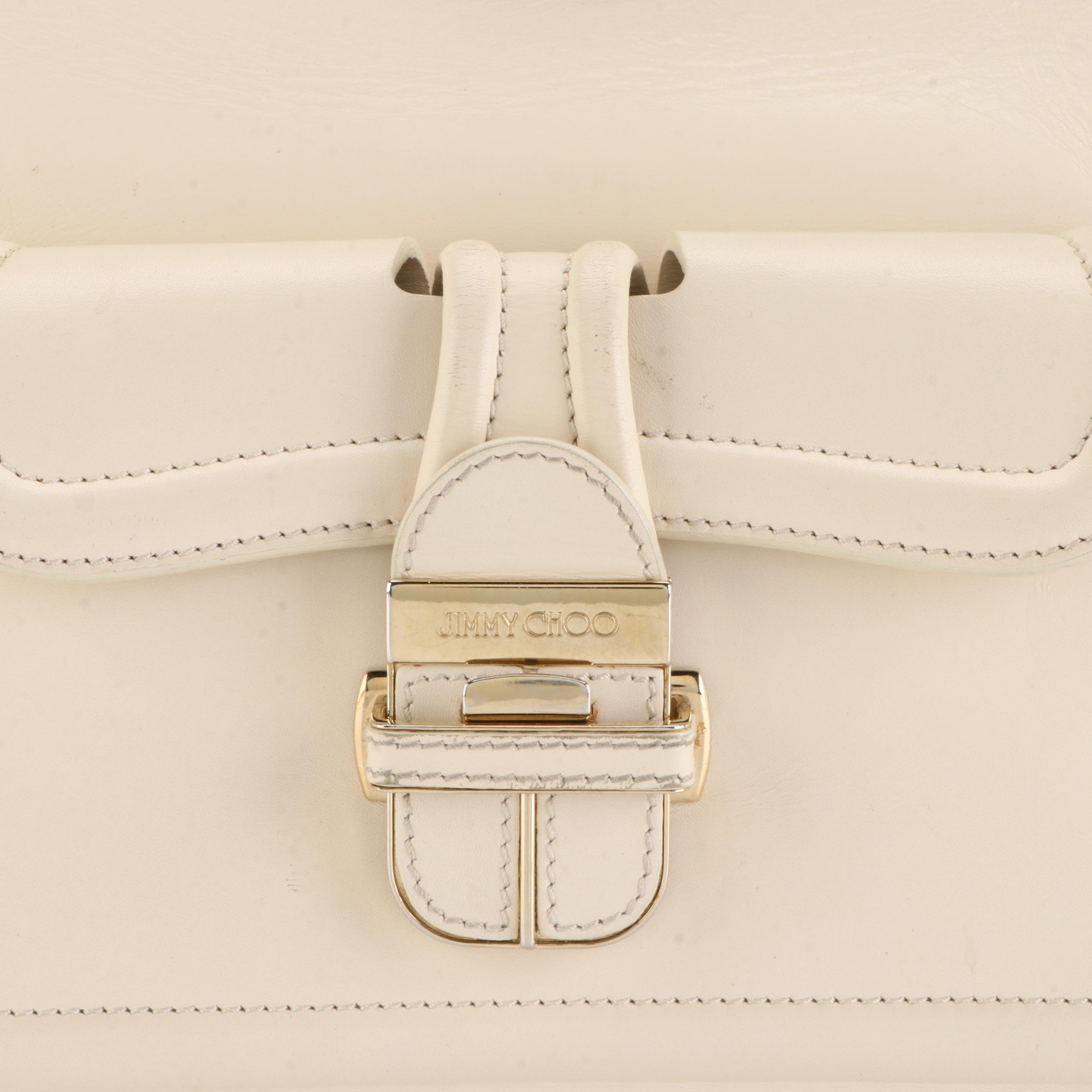 Jimmy Choo Loop-Handle Shoulder Bag in Ivory Calfskin Leather
