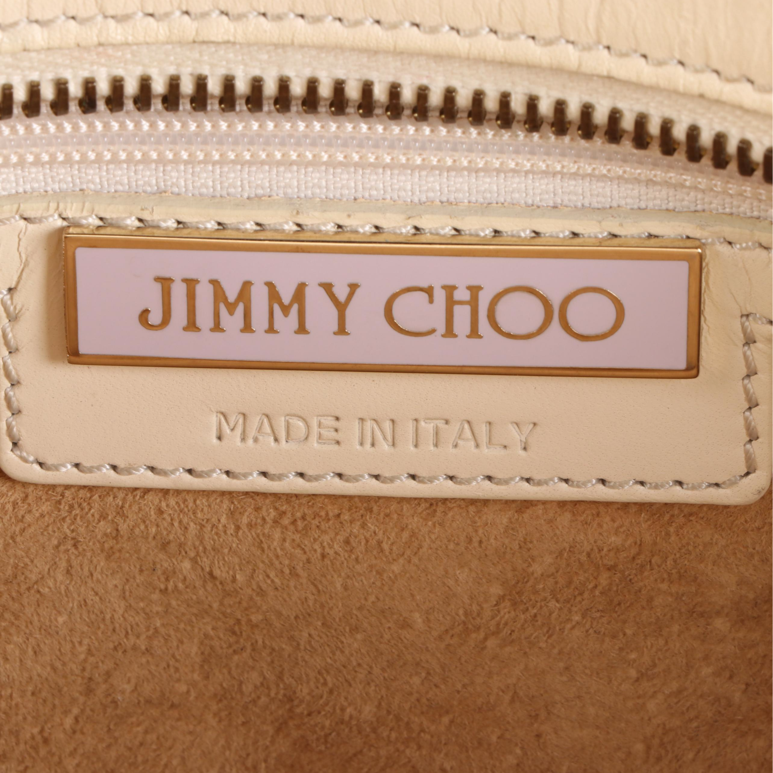 Jimmy Choo Loop-Handle Shoulder Bag in Ivory Calfskin Leather