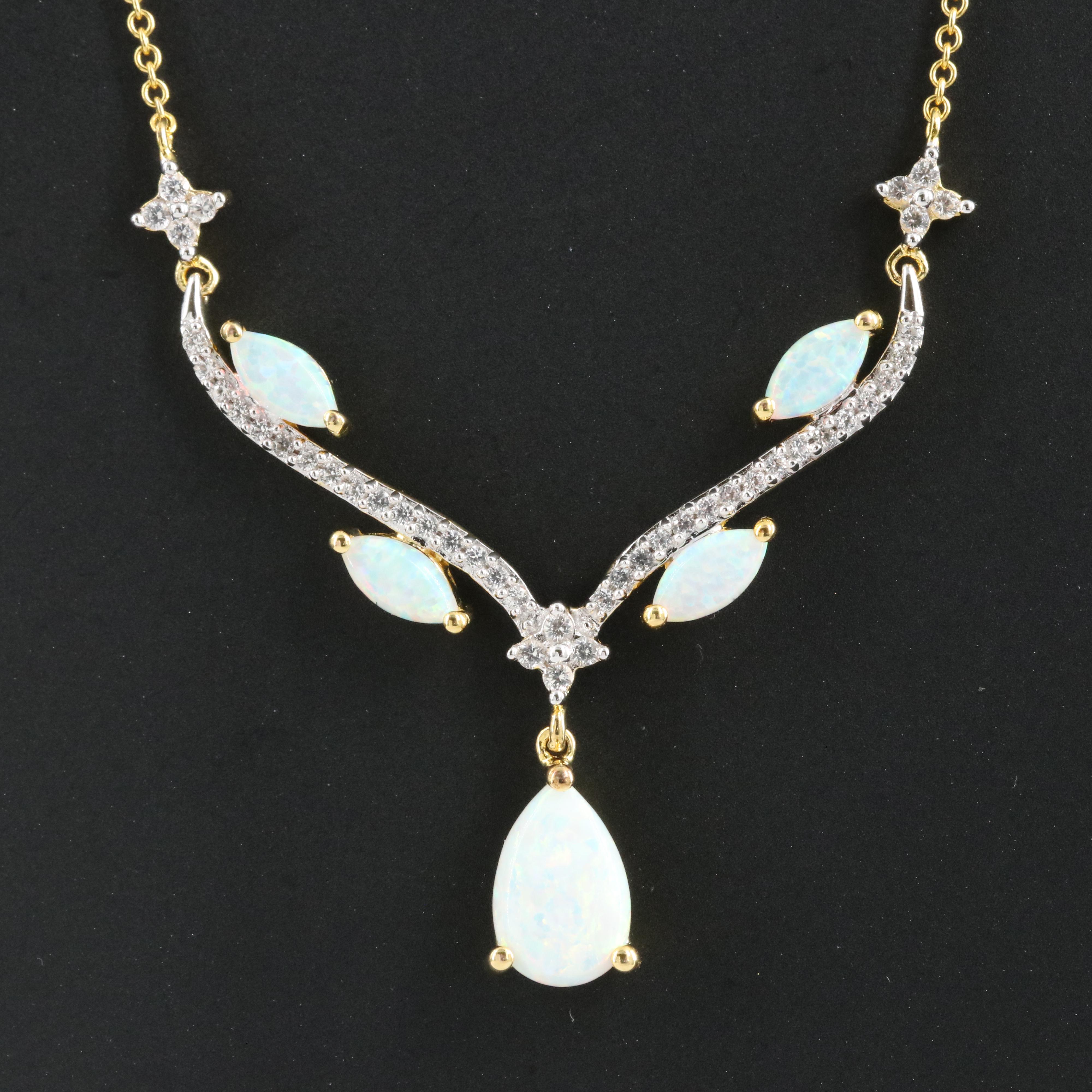 Sterling Opal and Sapphire Necklace