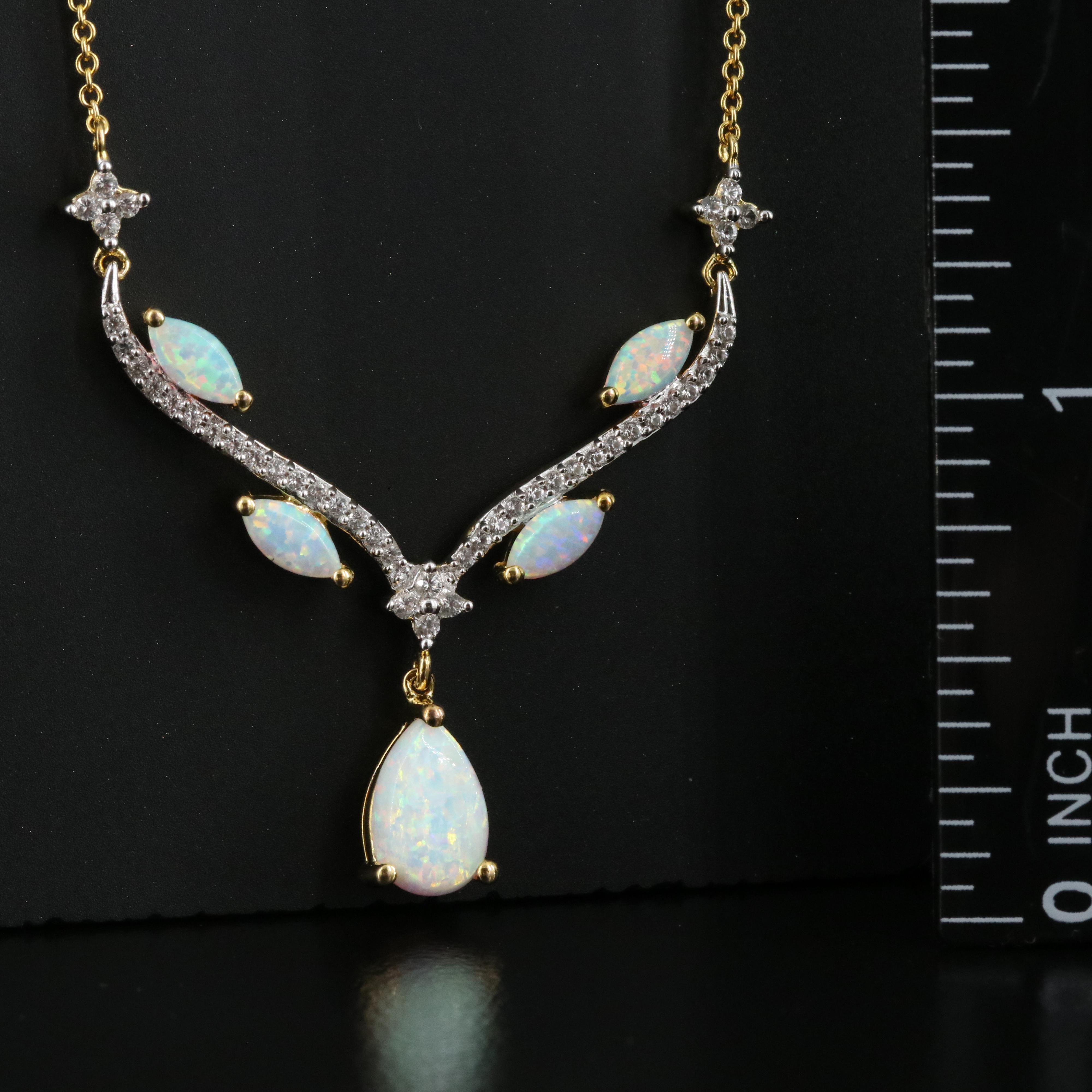 Sterling Opal and Sapphire Necklace