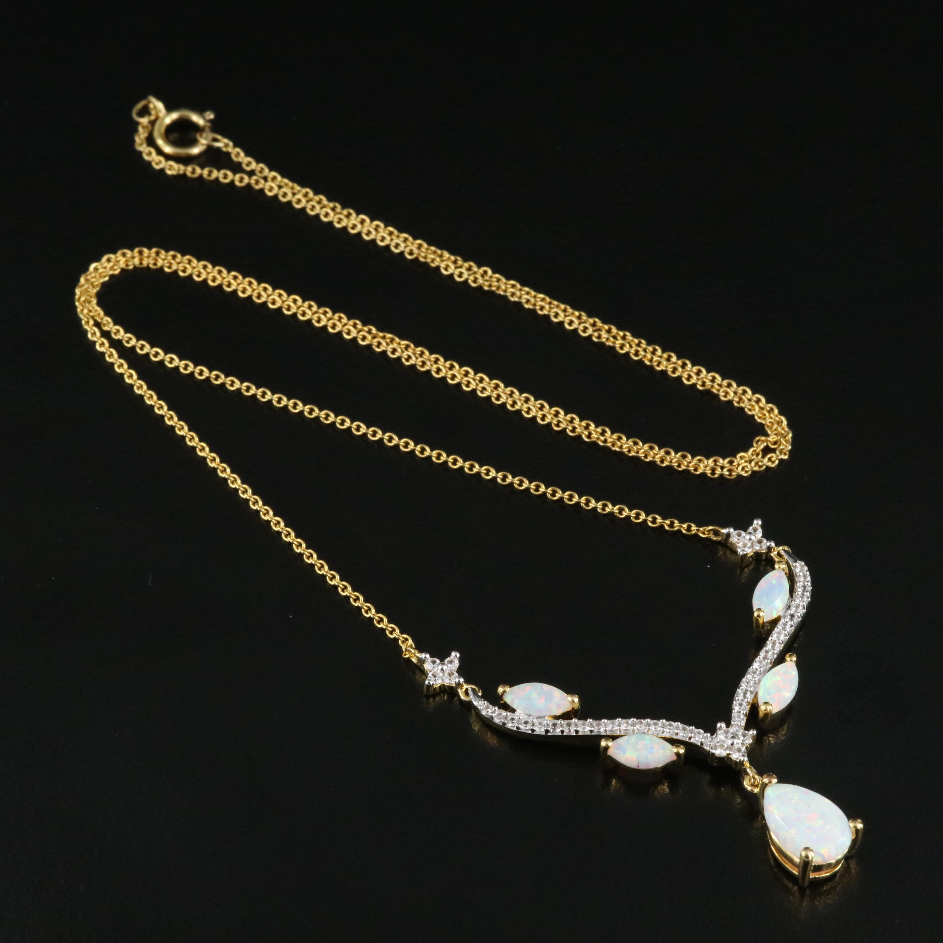 Sterling Opal and Sapphire Necklace