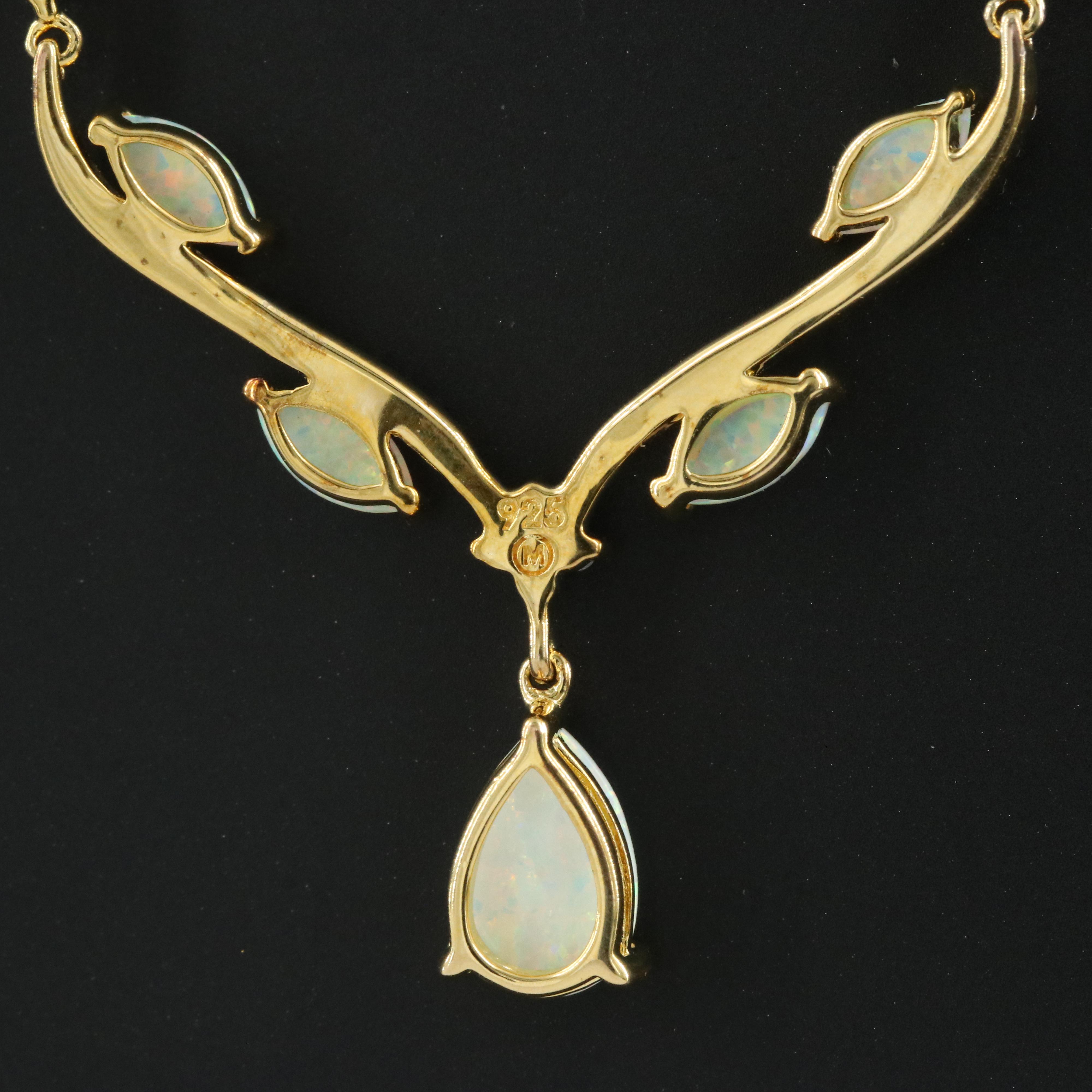 Sterling Opal and Sapphire Necklace