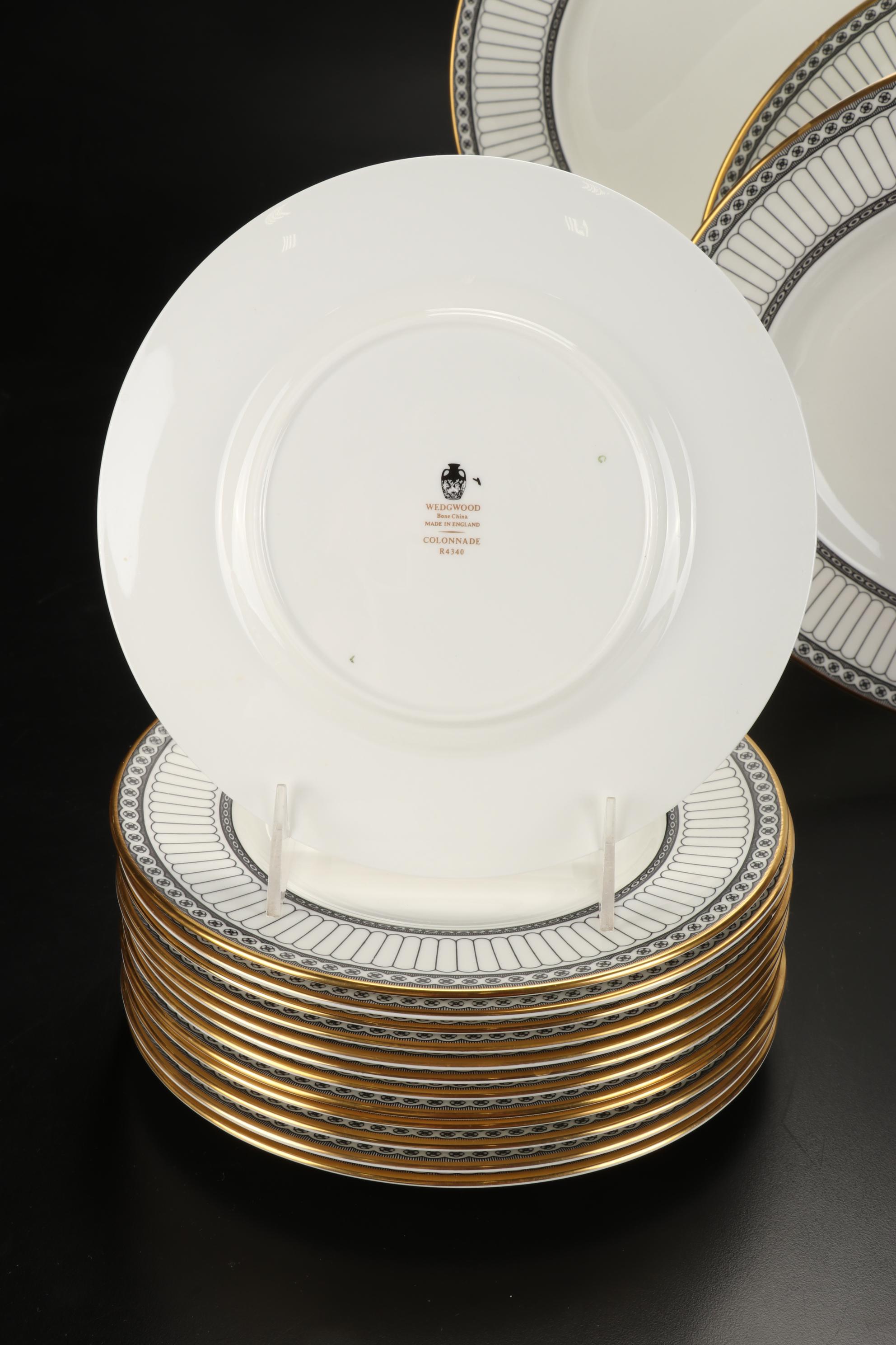 Wedgwood English Bone China "Colonnade Black" Dinnerware, 1960-2004