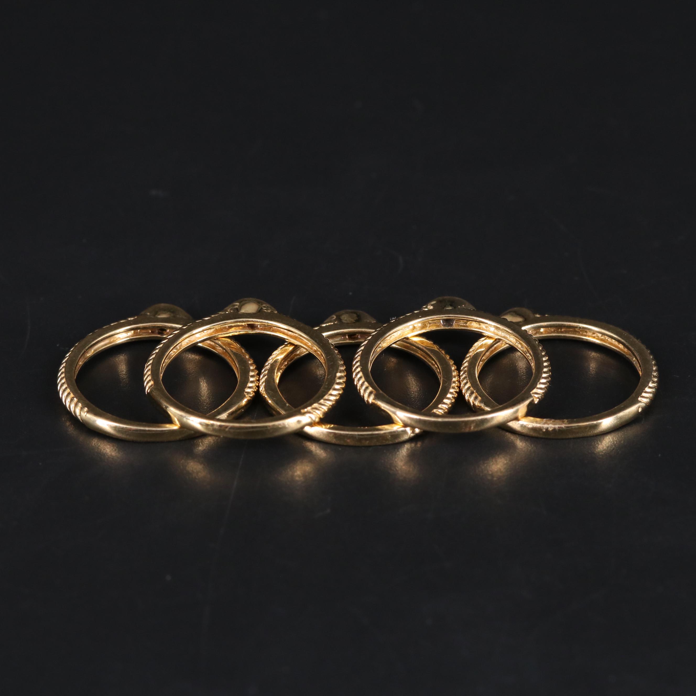 Sterling Silver Garnet, Topaz and Diamond Stacking Rings