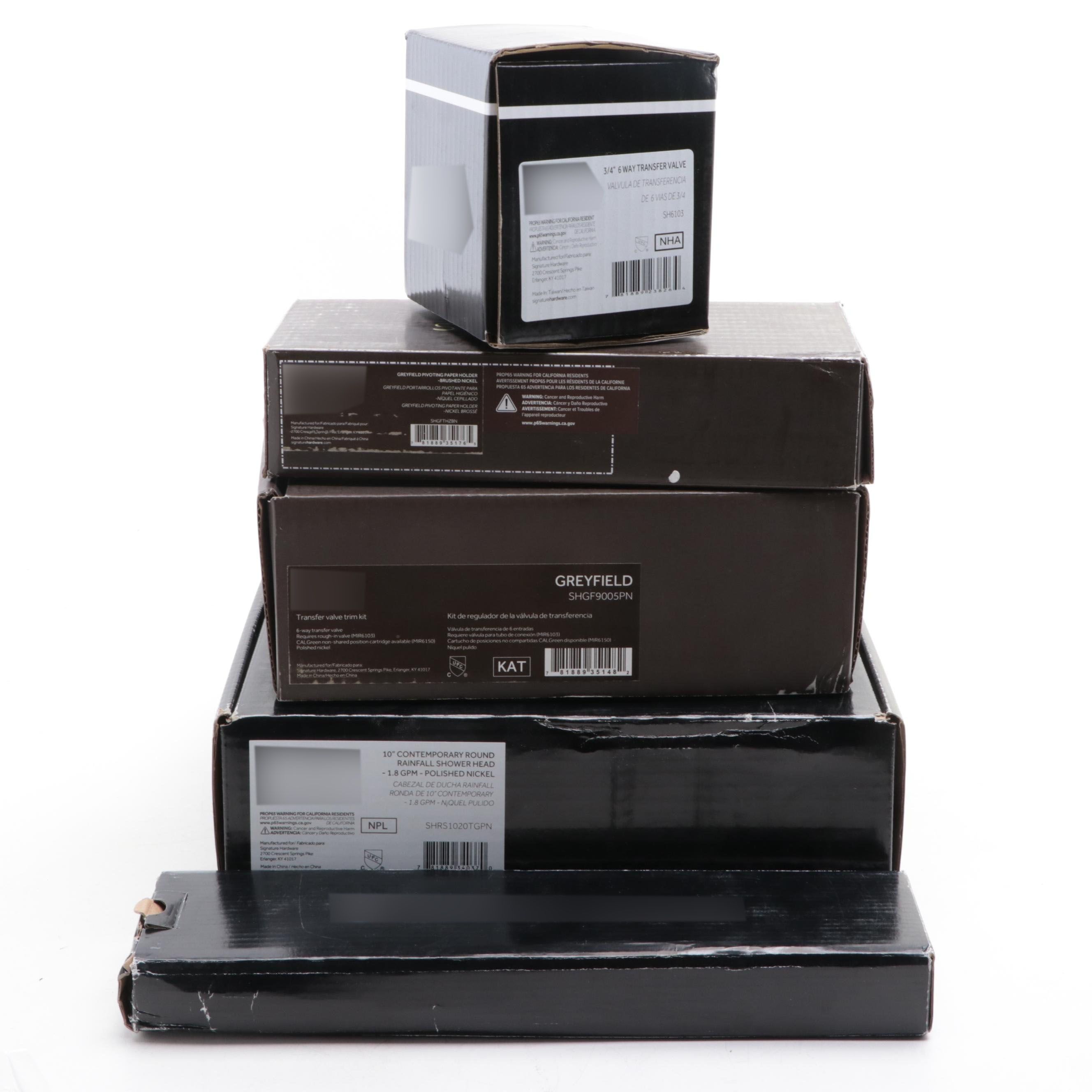 Polished Rainfall Nickel Shower Head, Shower Arm, Paper Holder and More