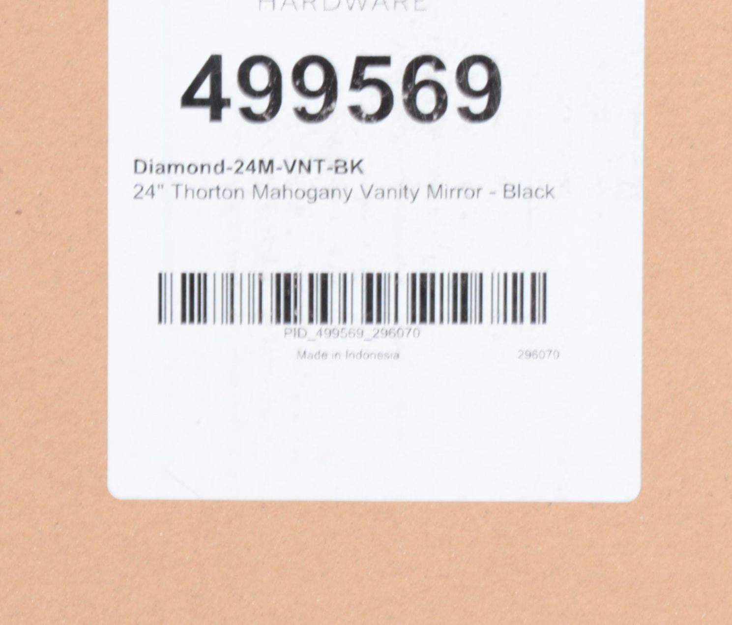 Vanity Mirror with Black Finished Mahogany Frame