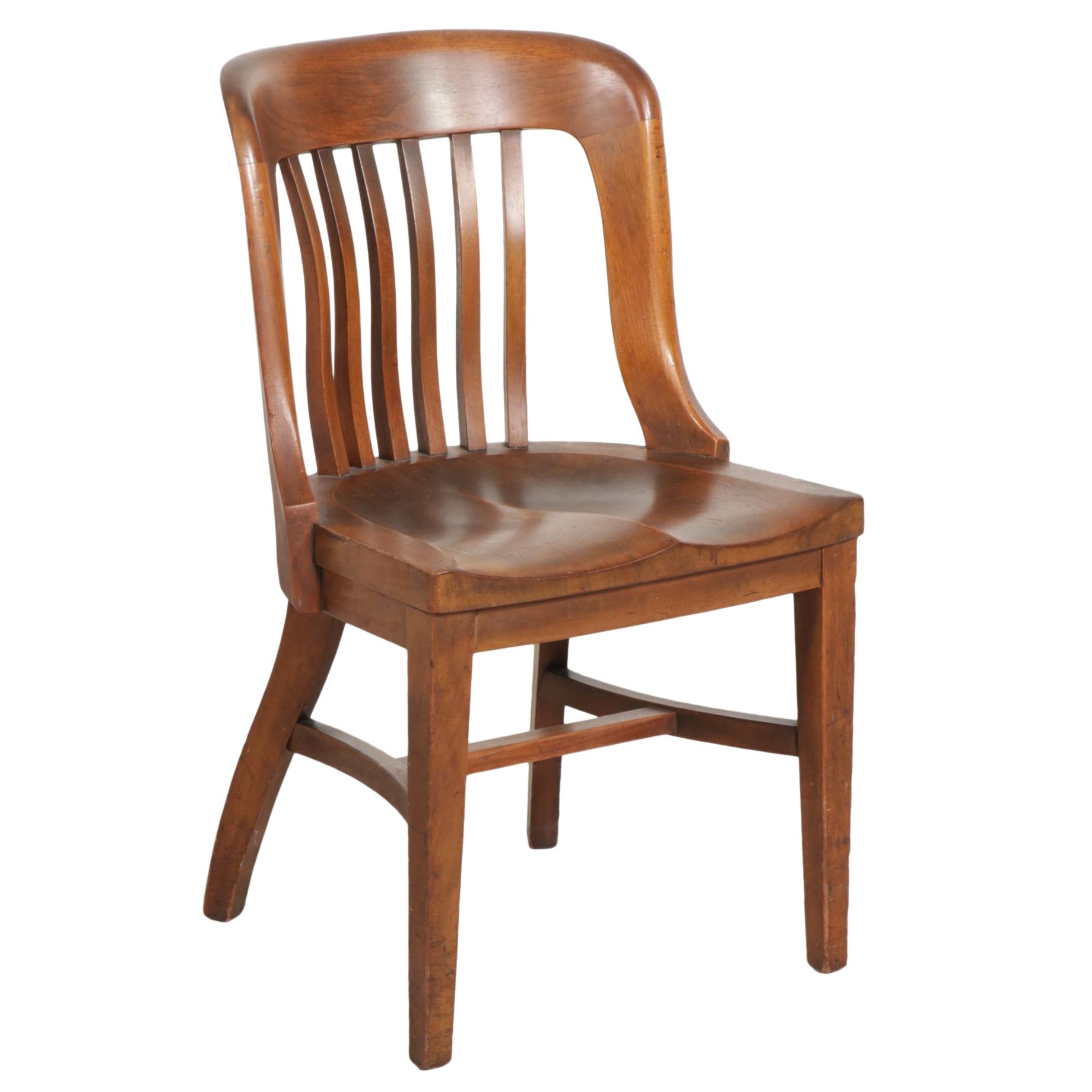 Walnut-Stained Wood "Bank of England" Style Desk Chair, Early to Mid 20th C.