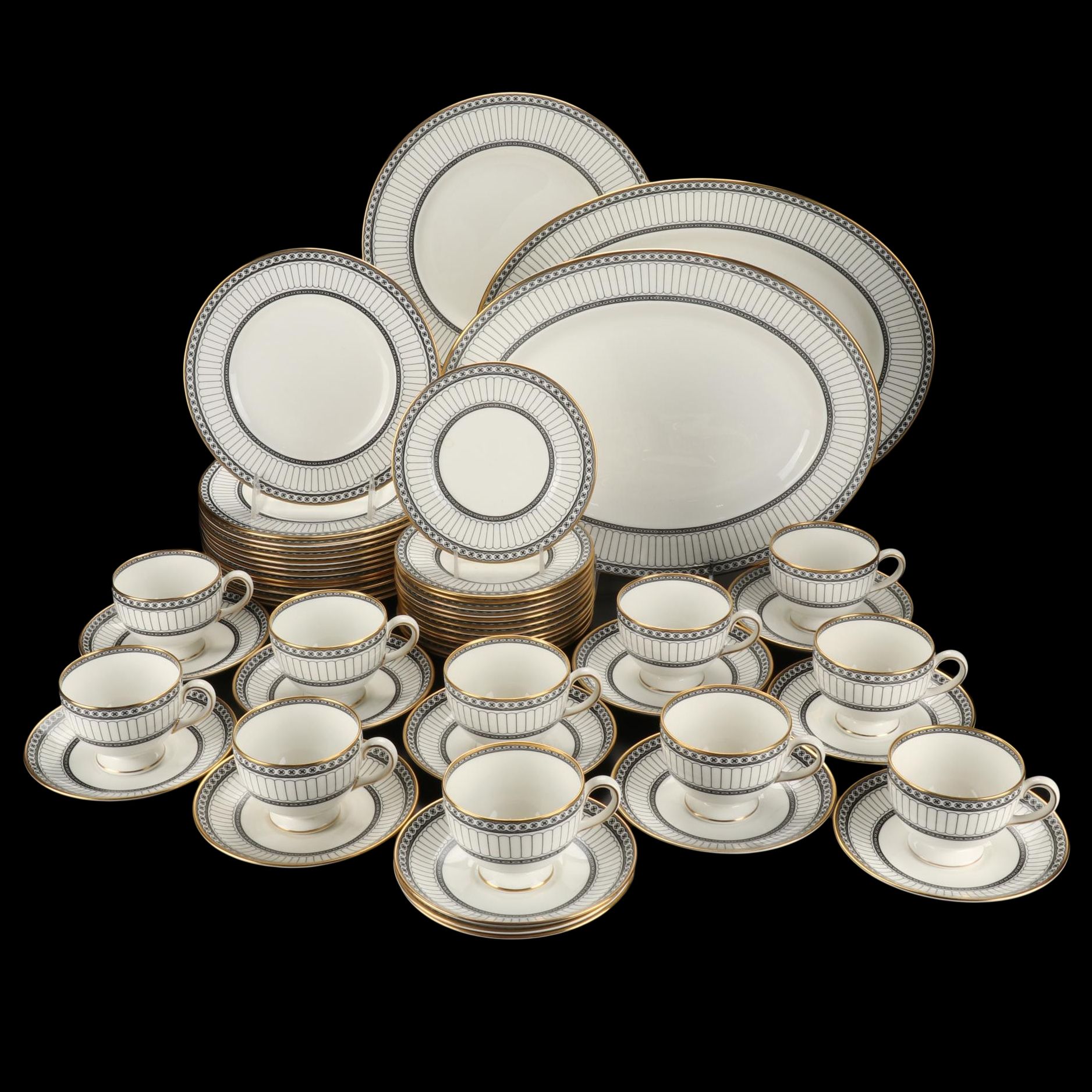 Wedgwood English Bone China "Colonnade Black" Dinnerware, 1960-2004