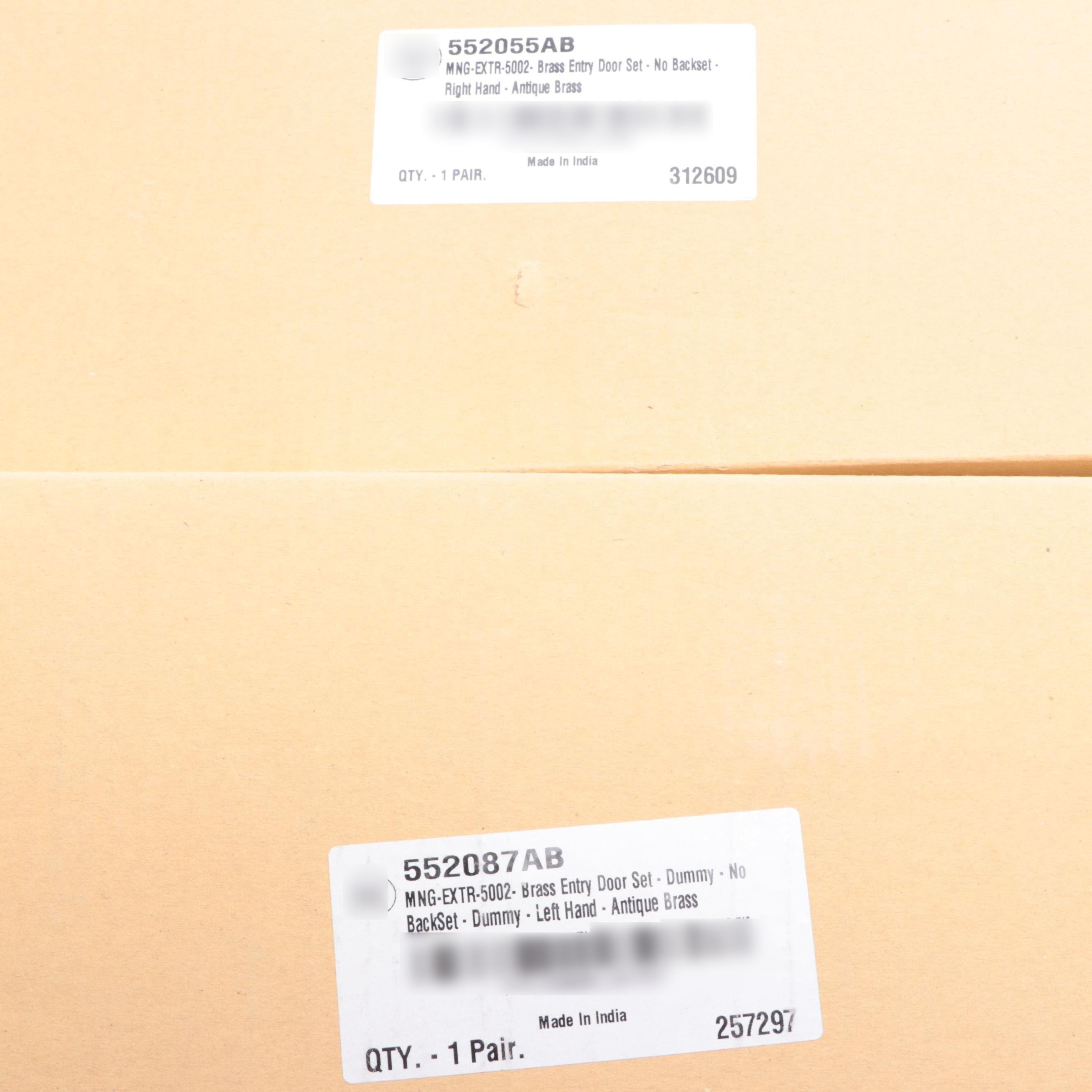 Antique Finished Brass Left Hand Dummy and Right Hand Lever Entry Door Sets