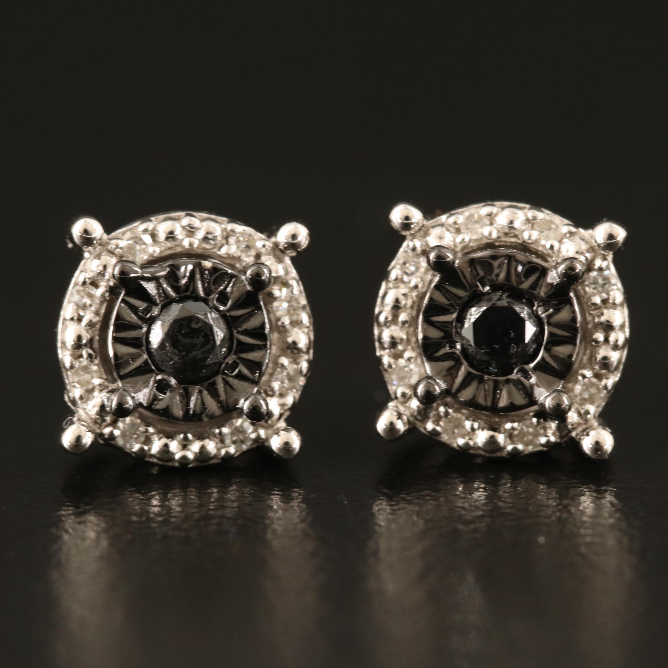 Sterling Diamond Stud Earrings
