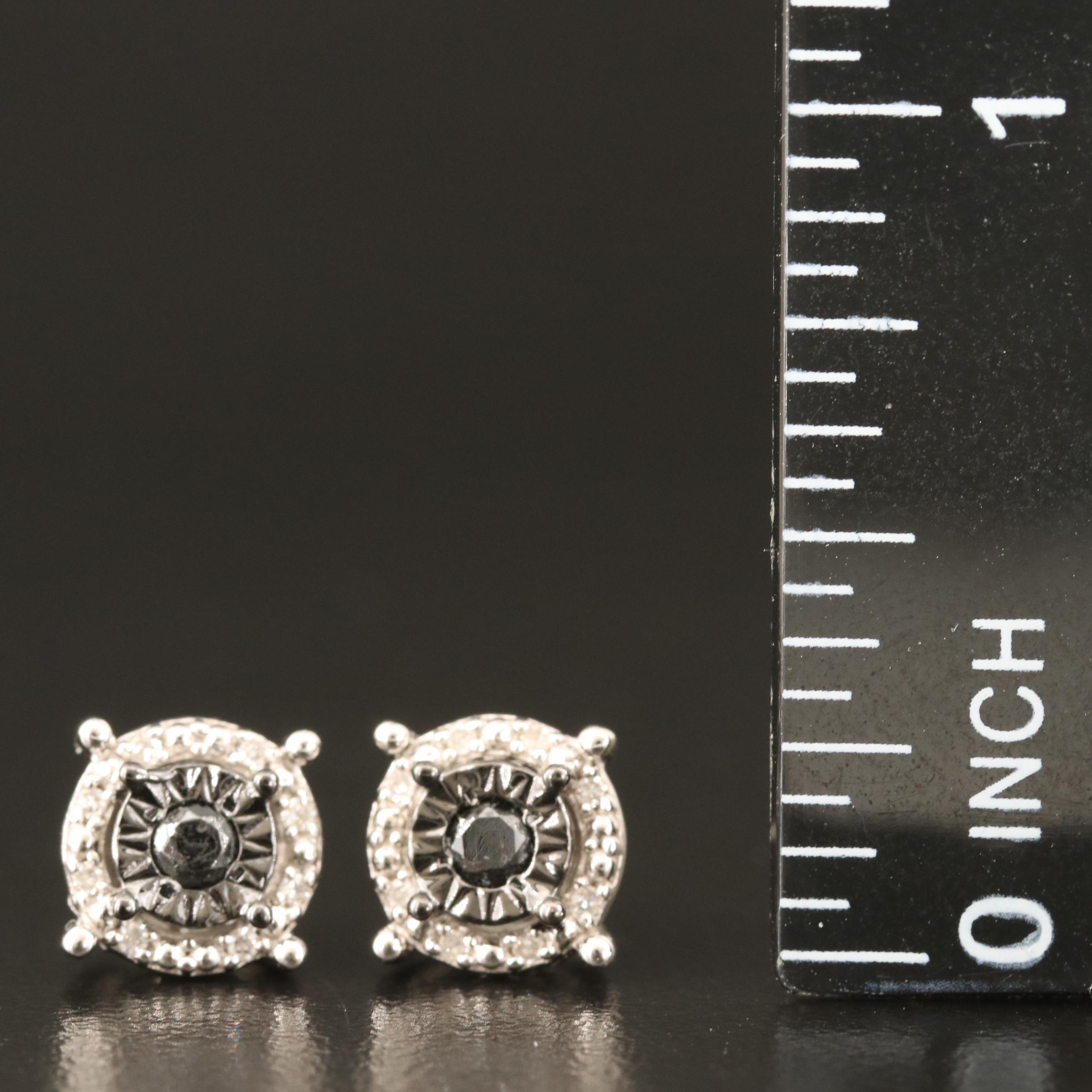 Sterling Diamond Stud Earrings