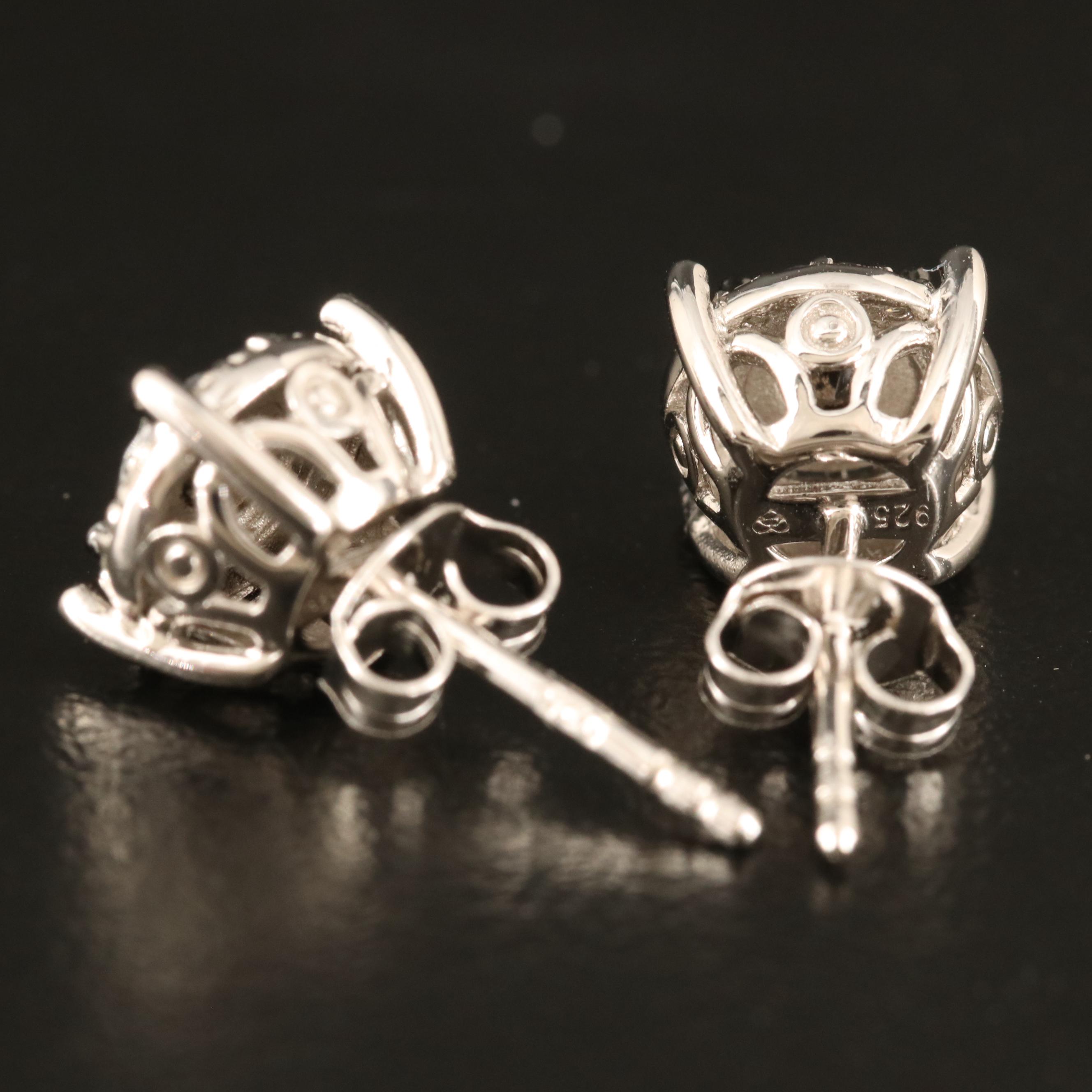 Sterling Diamond Stud Earrings