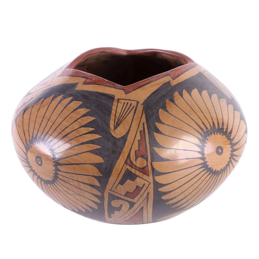 Osbaldo Ortiz Signed Casa Grandes Pottery Polychrome on Buff Pot