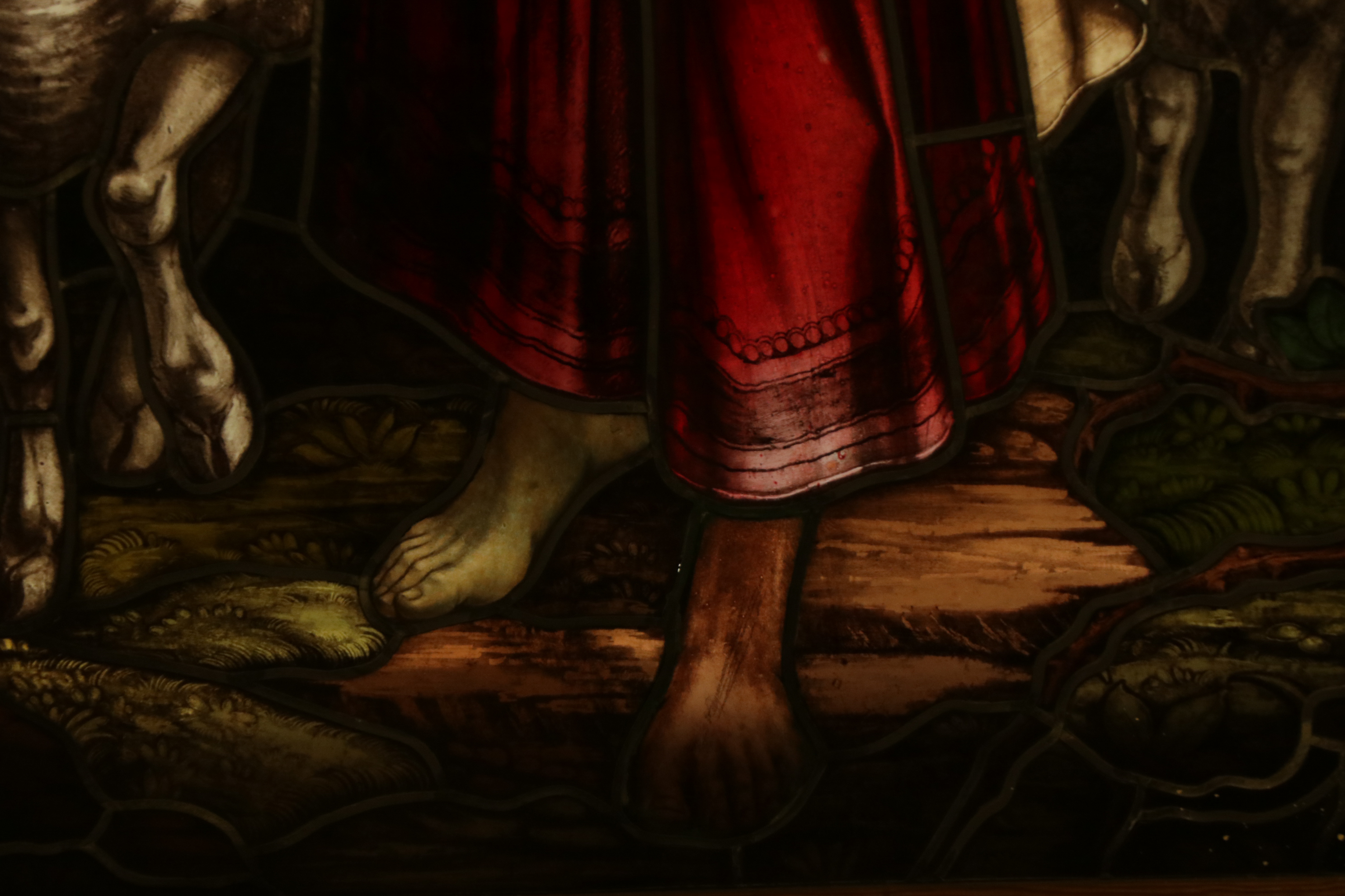 Stained Glass Window Panel Depicting Christ as the Good Shepherd, Early 20th C