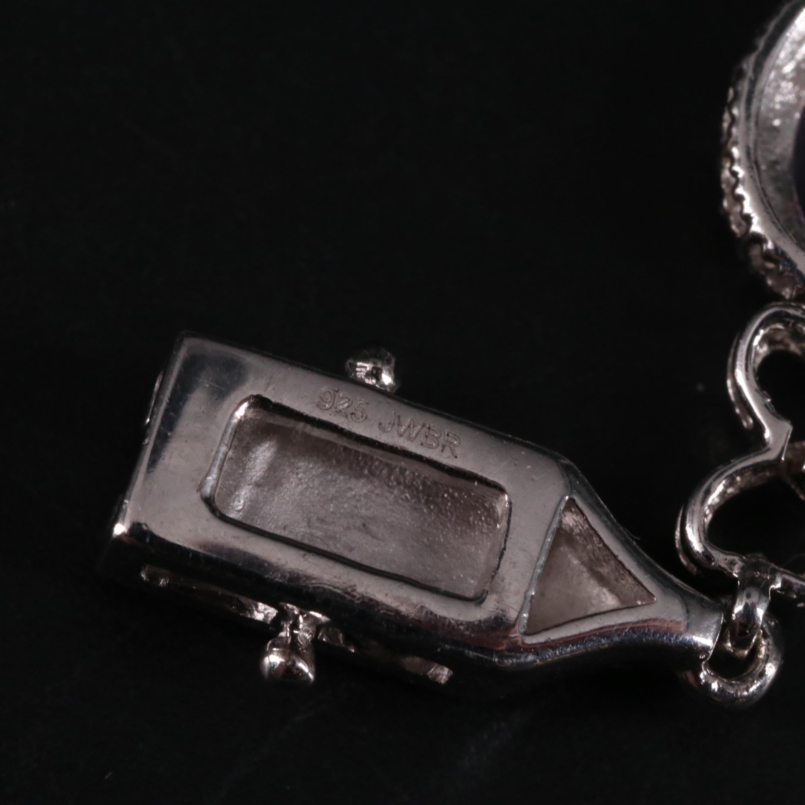 Sterling Silver Amethyst and Diamond Line Bracelet