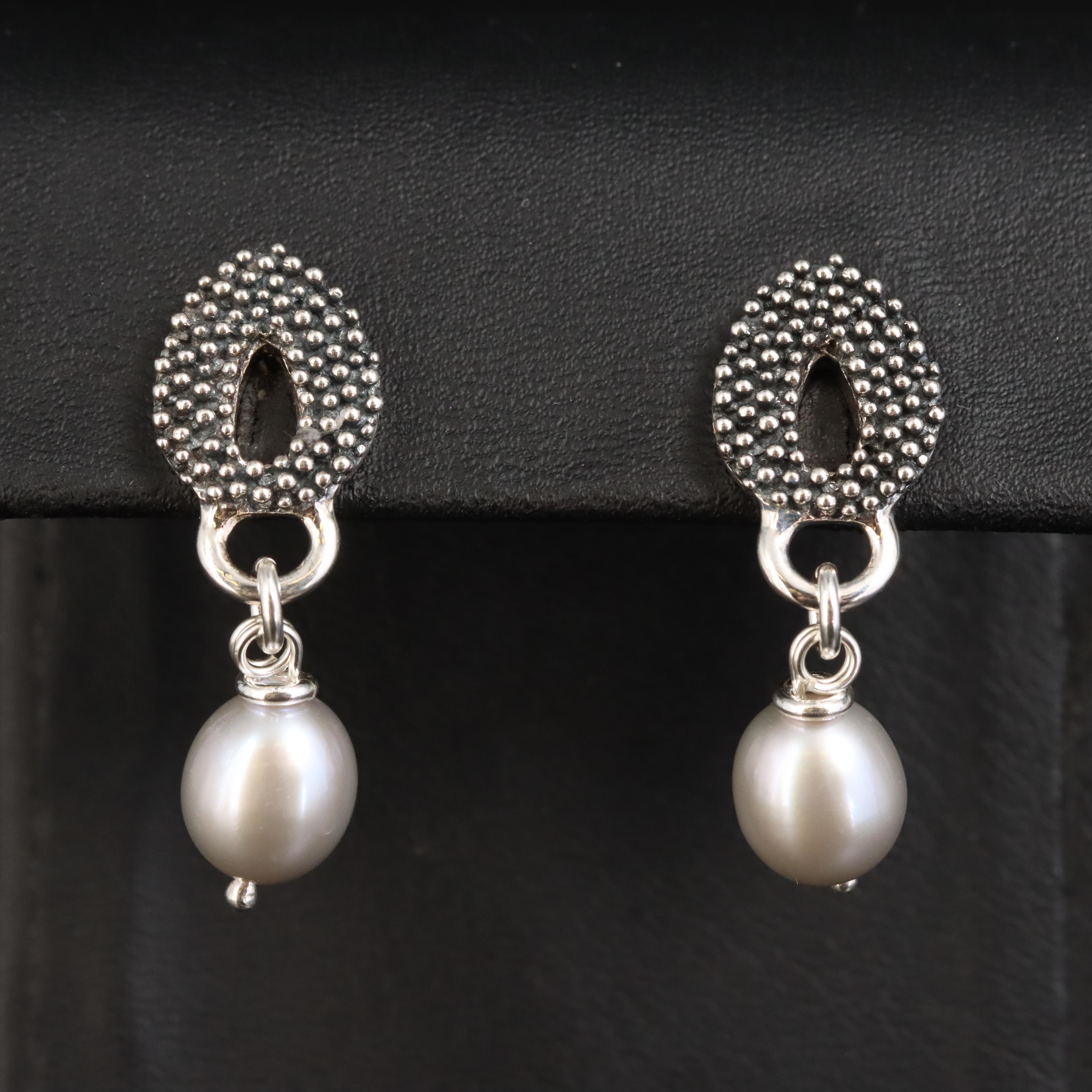 Michael Dawkins Sterling Pearl Drop Earrings