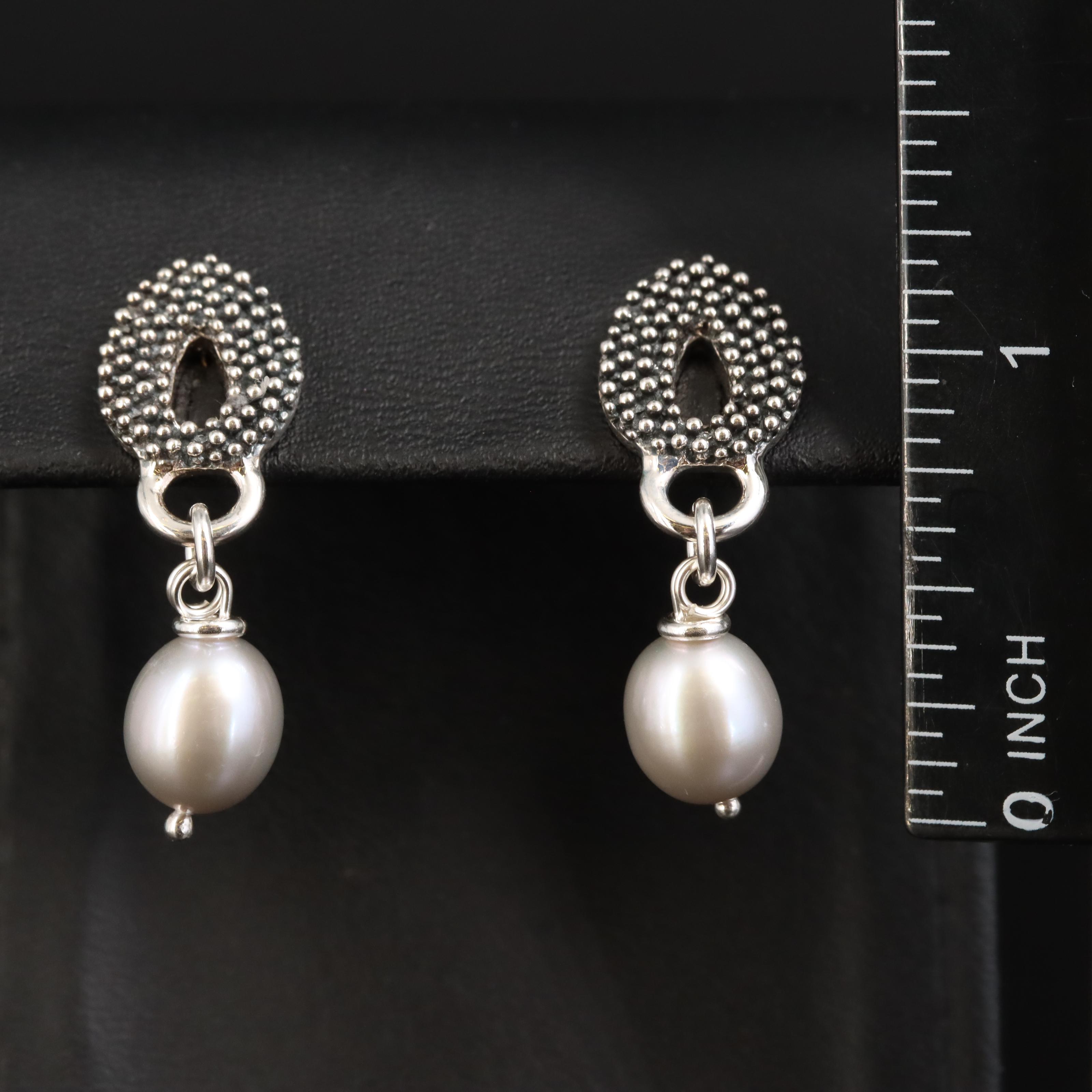 Michael Dawkins Sterling Pearl Drop Earrings