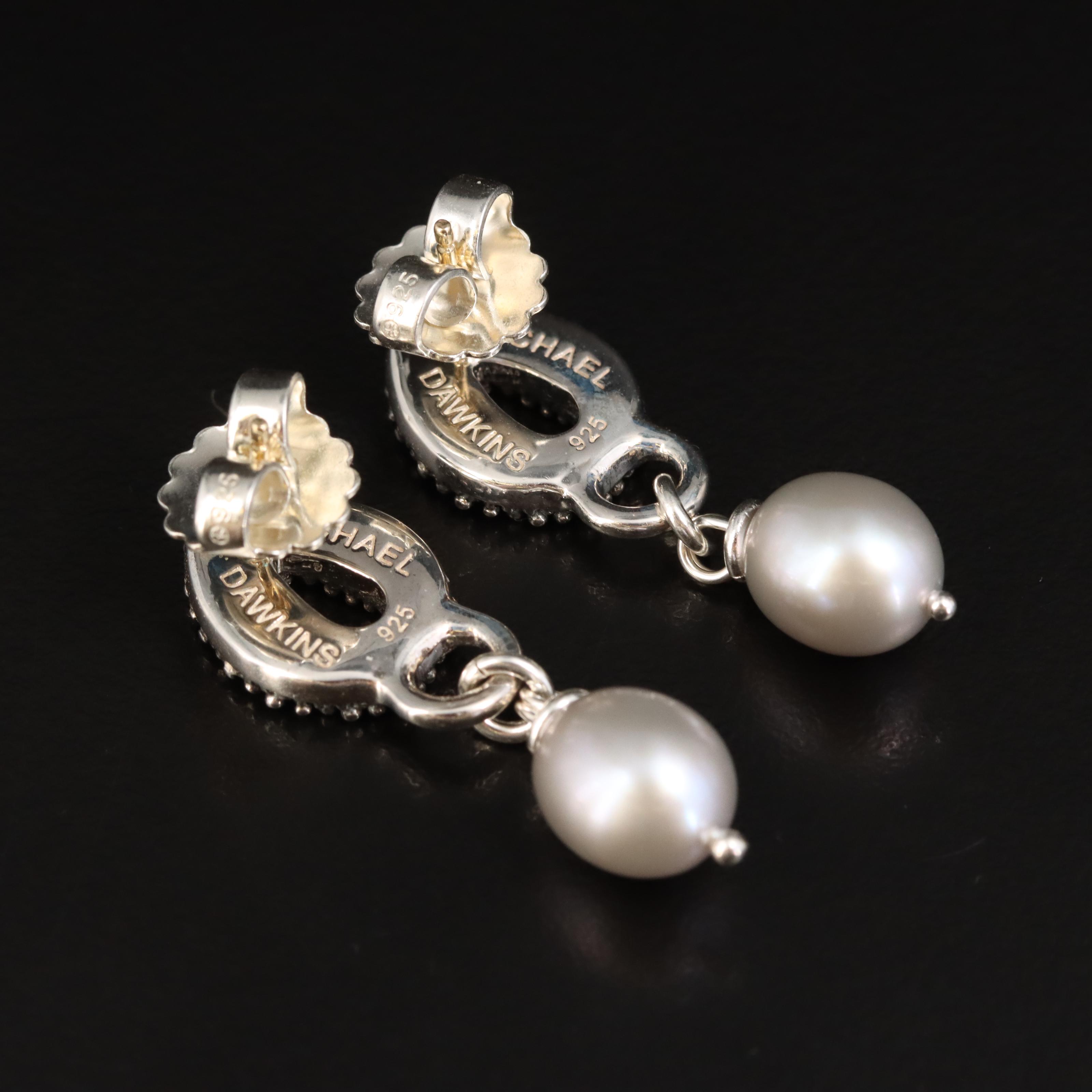 Michael Dawkins Sterling Pearl Drop Earrings