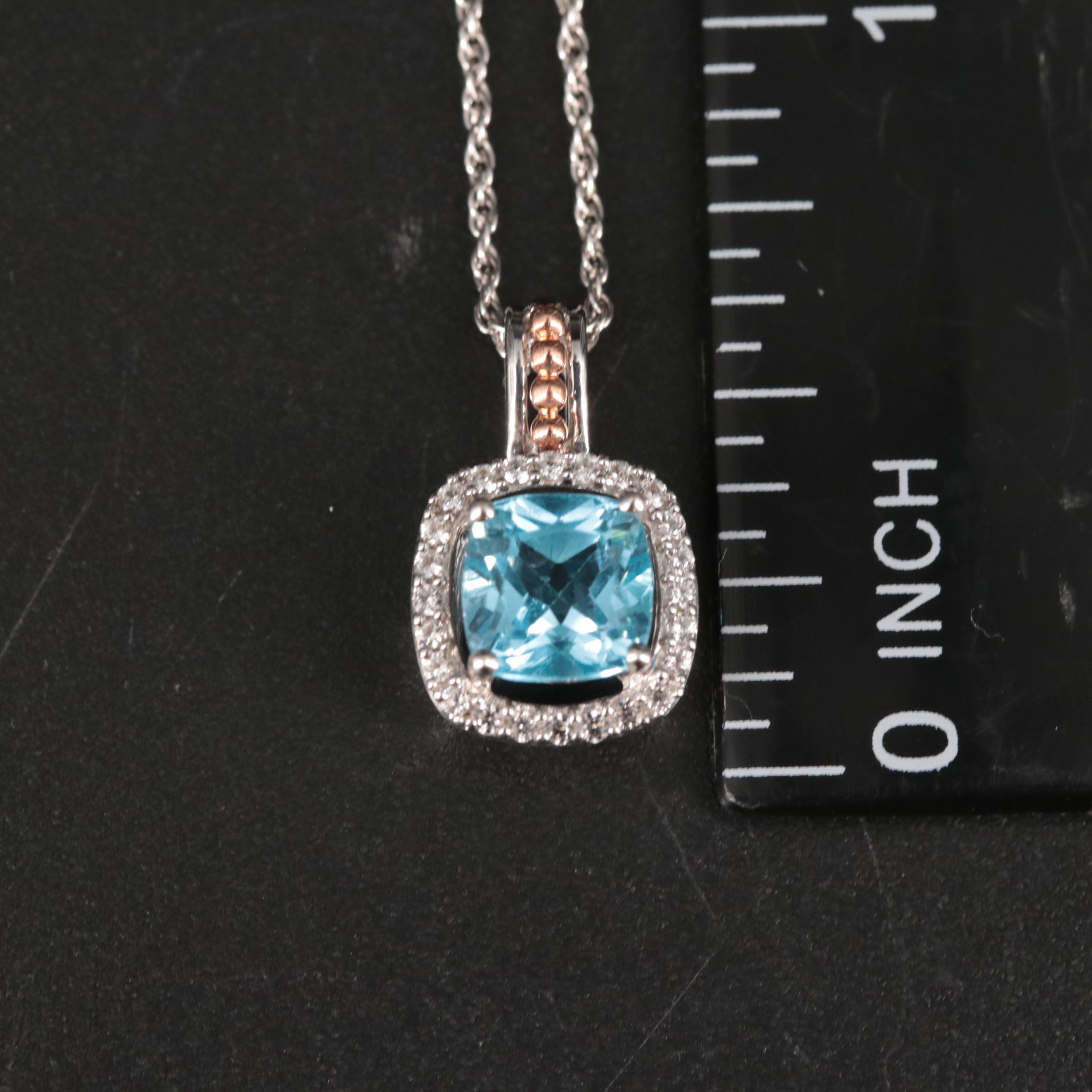 Sterling Silver Topaz and Sapphire Necklace