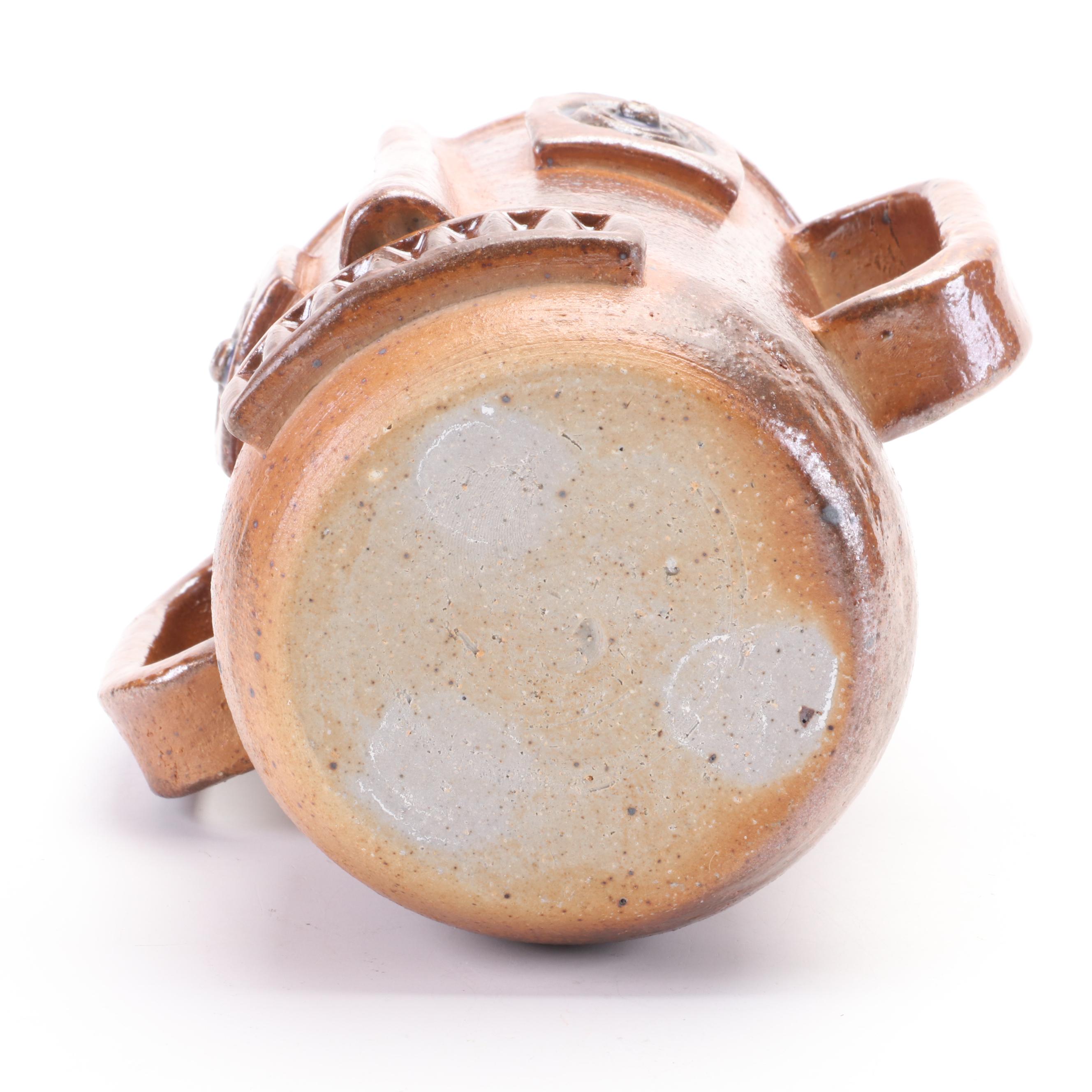 Artisan Made Stoneware Face Jug with Other Bottle Vase and Pitcher