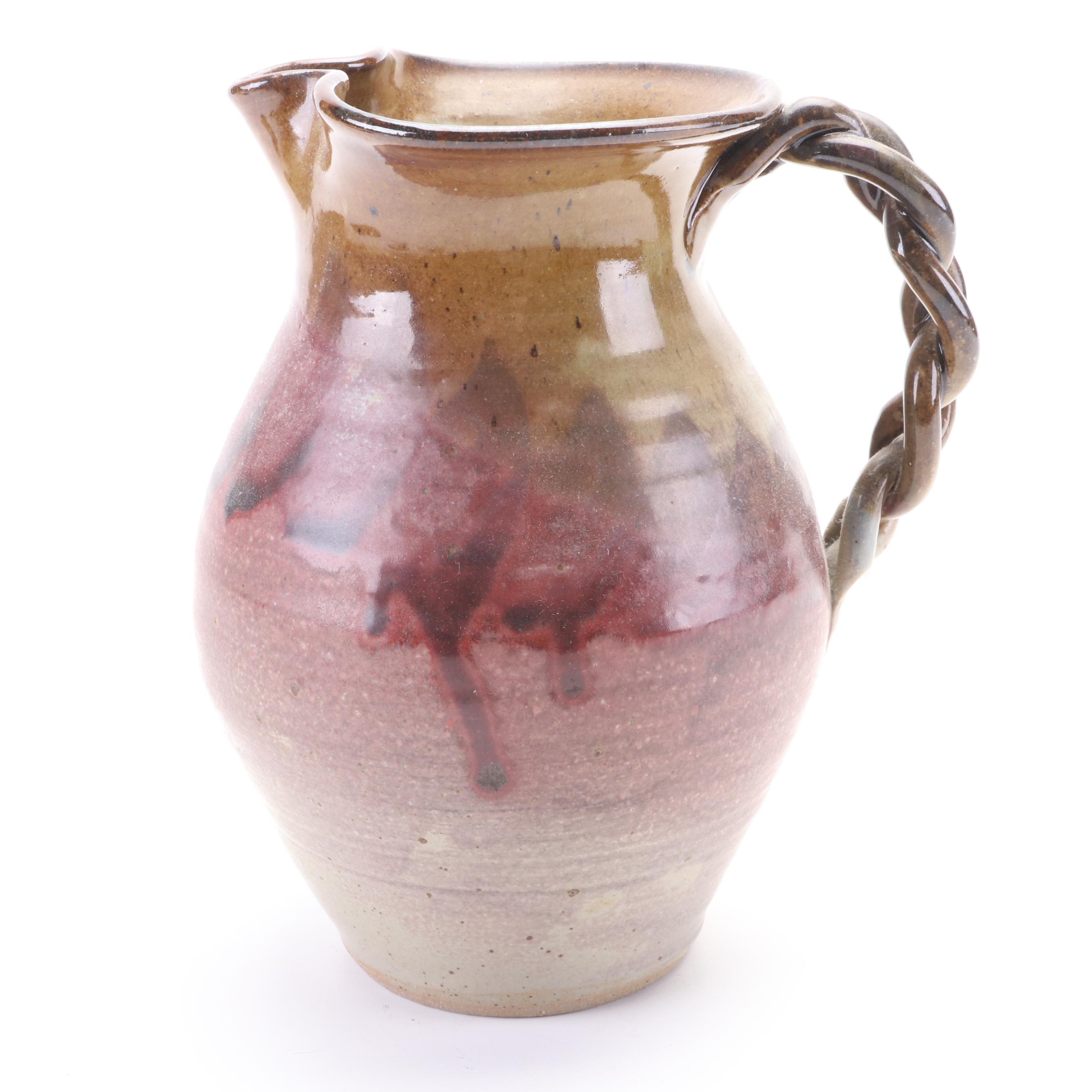 Artisan Made Stoneware Face Jug with Other Bottle Vase and Pitcher