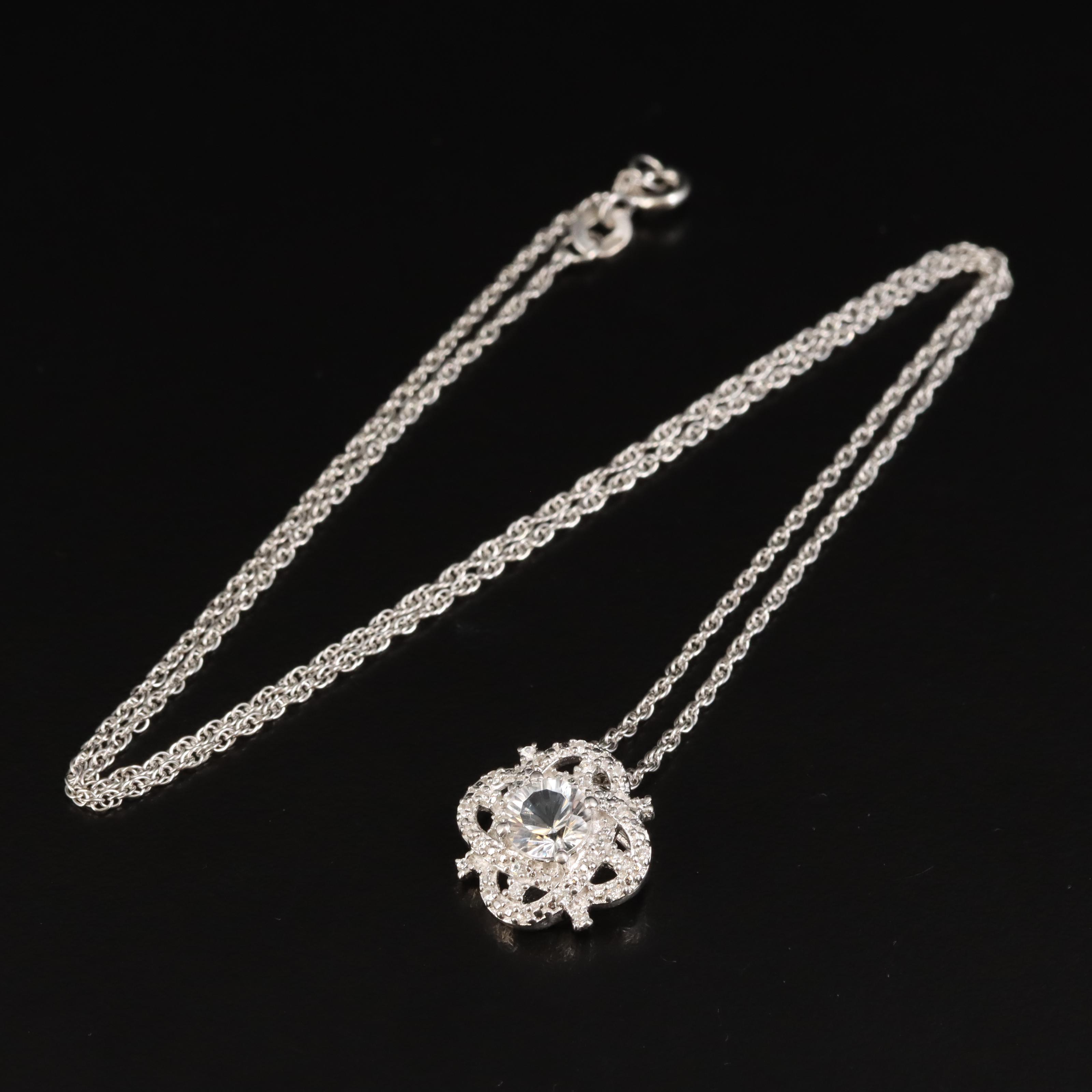 Sterling Quartz Pendant Necklace