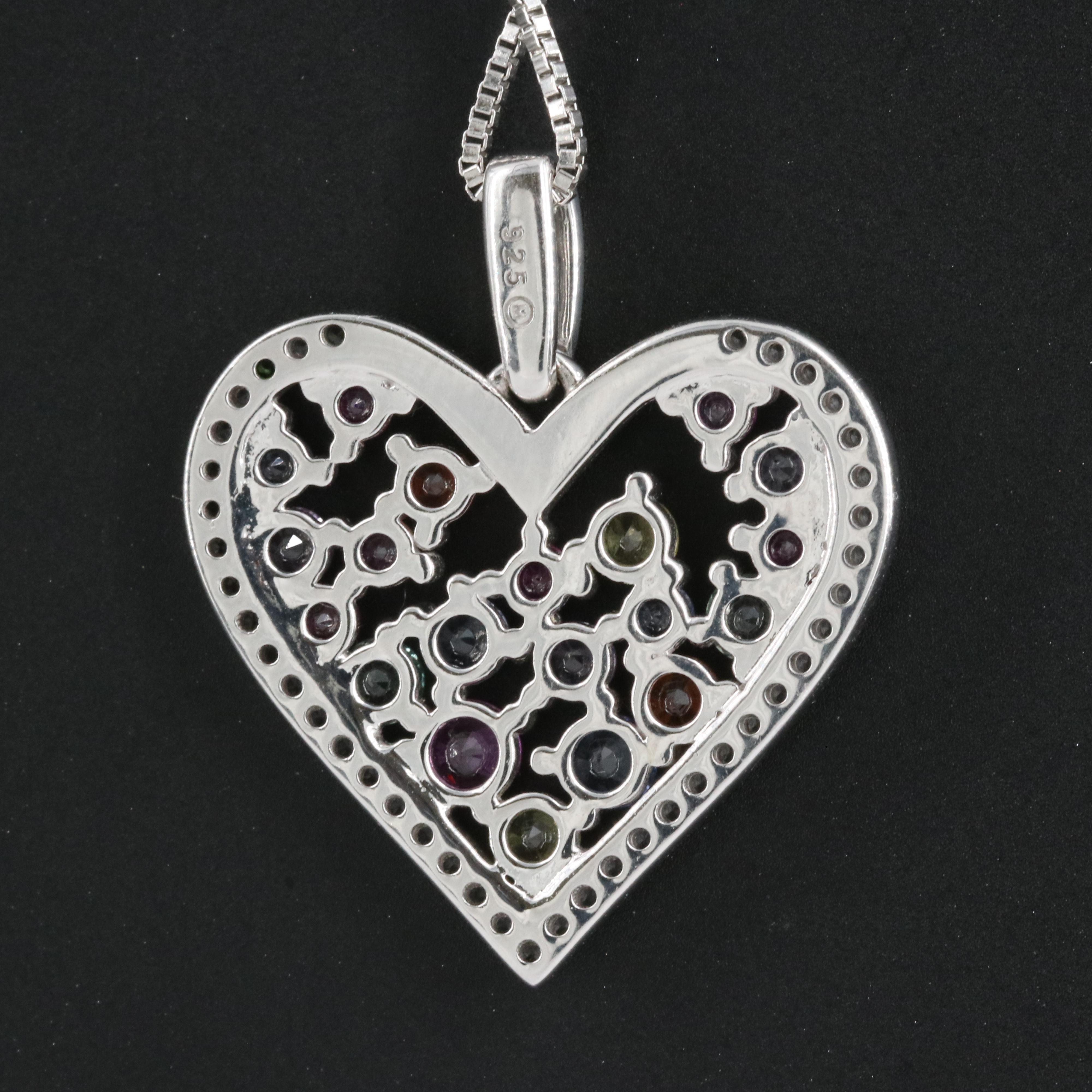 Sapphire Heart Pendant Necklace in Sterling