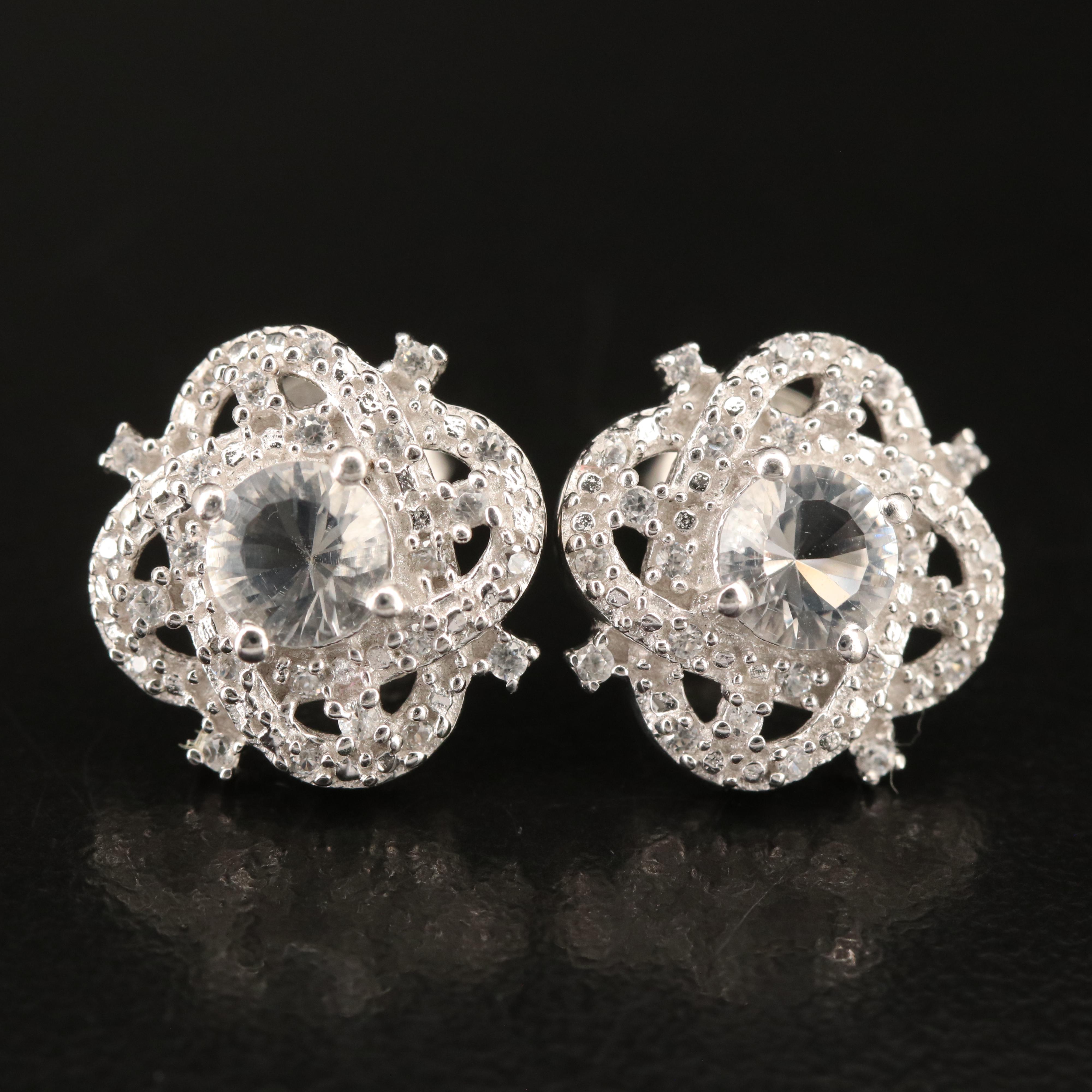 Sterling Petalite and Zircon Earrings